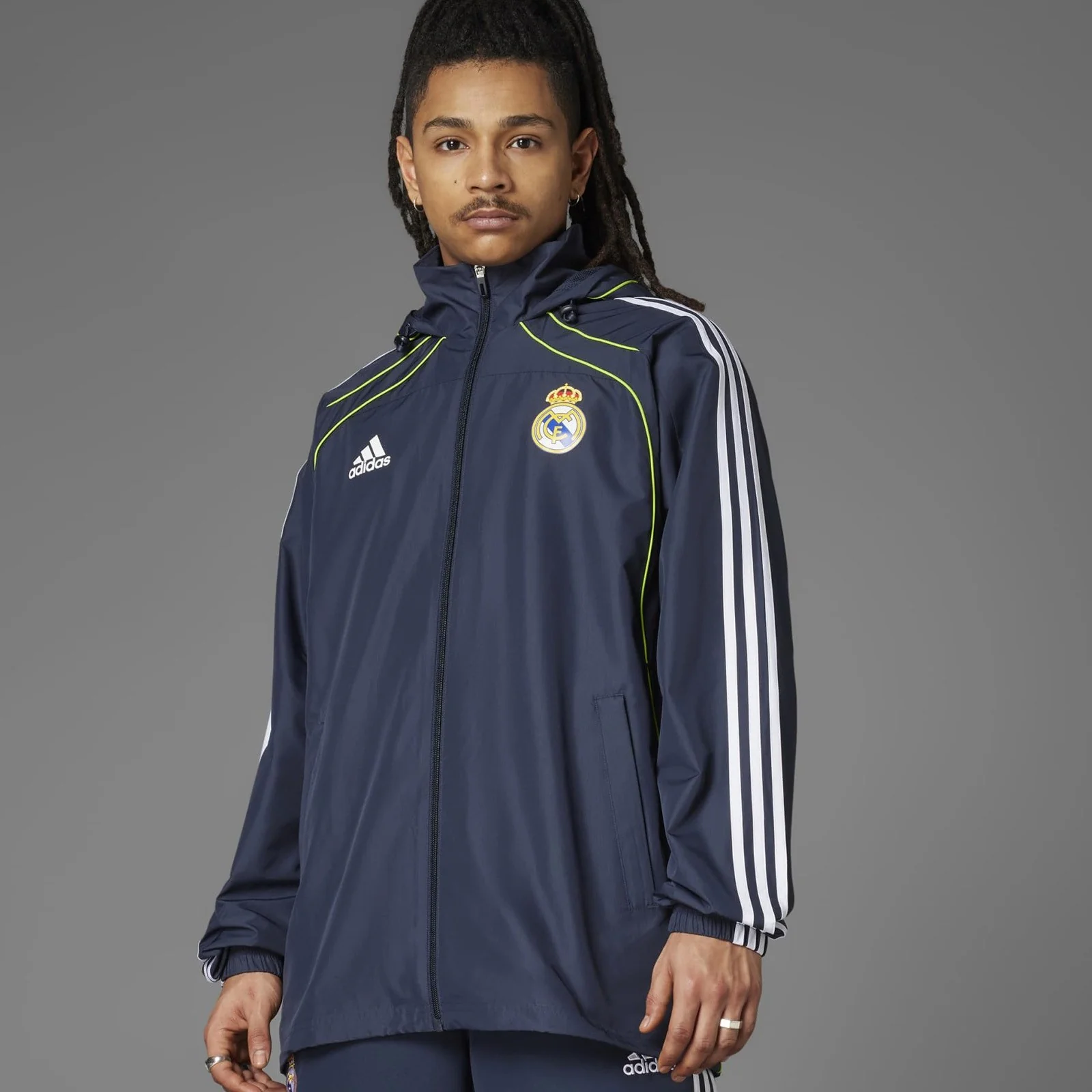 adidas Real Madrid Adults Full-Zip Windbreaker Jacket - Image 7