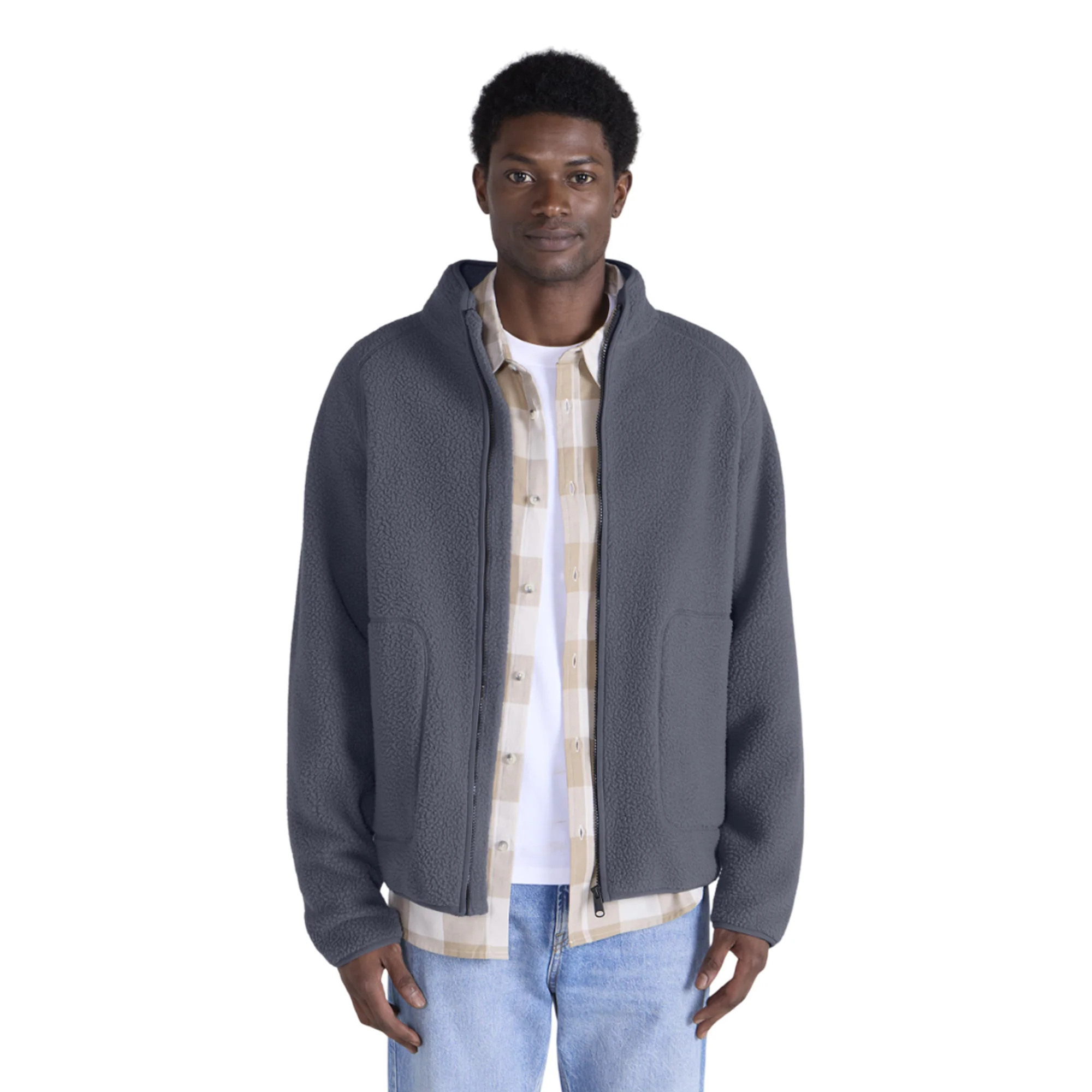 Animal Mens Andy Borg Fleece Jacket Light Grey