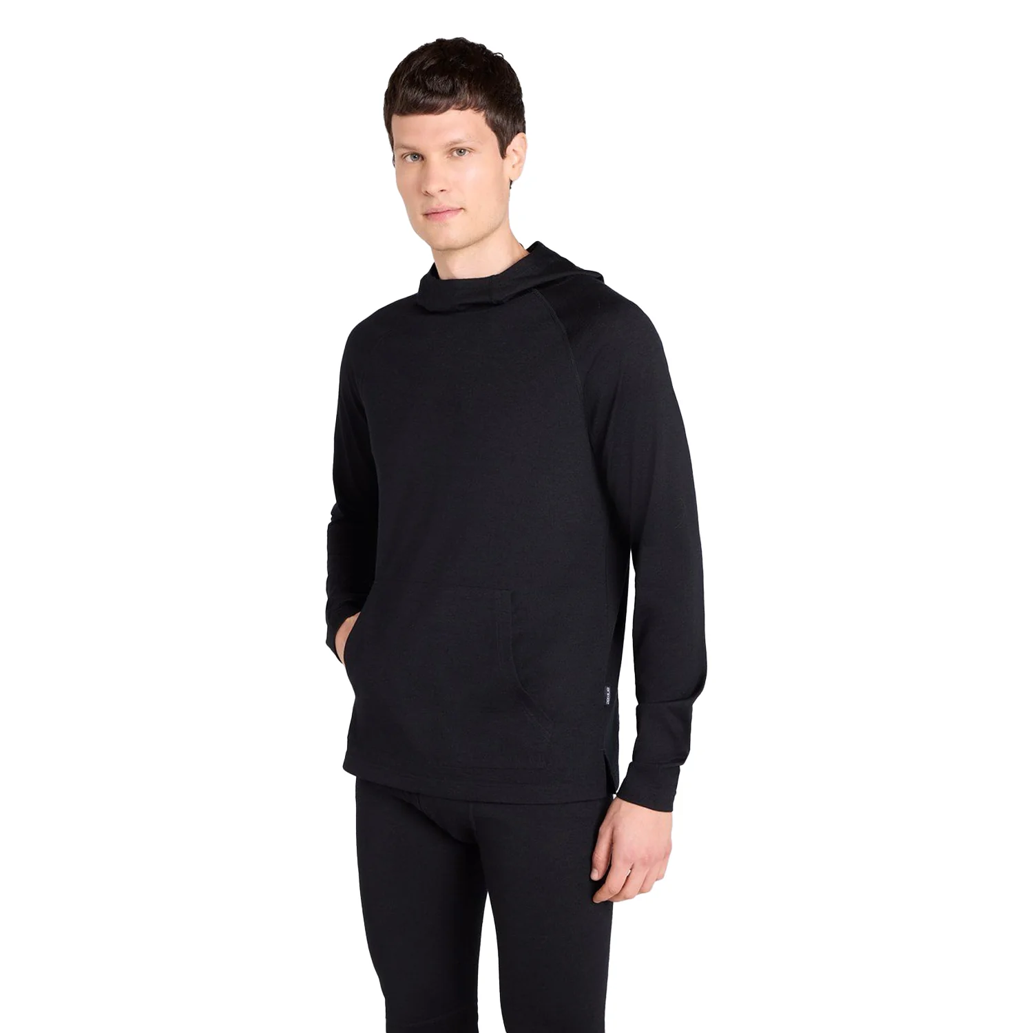 Animal Mens Merino Wool Hoodie Black