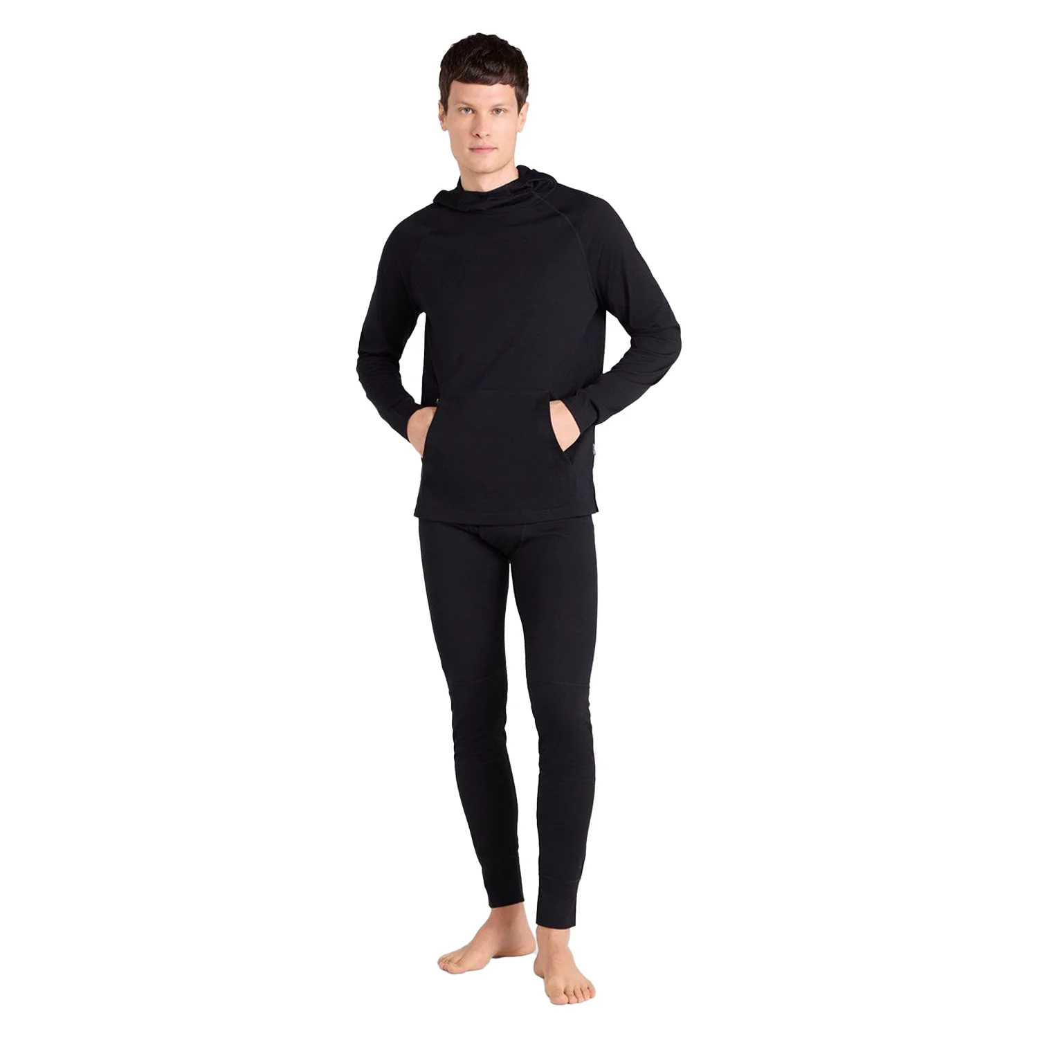 Animal Mens Merino Wool Hoodie Black - Image 3
