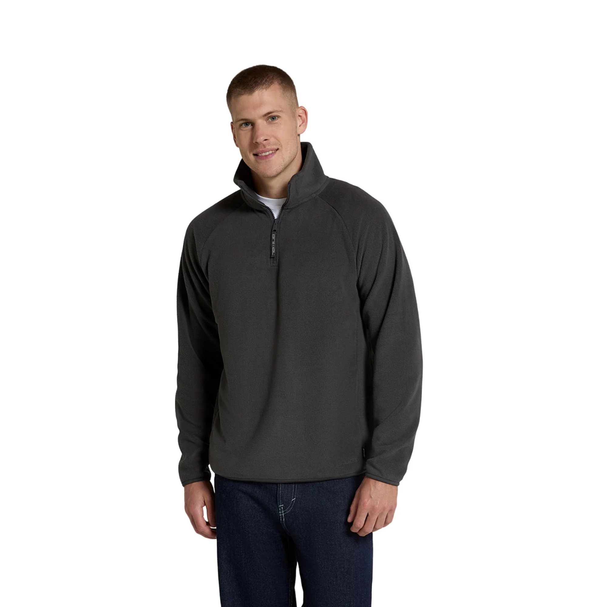 Animal Mens Stockholm Half Zip Fleece Top Dark Grey