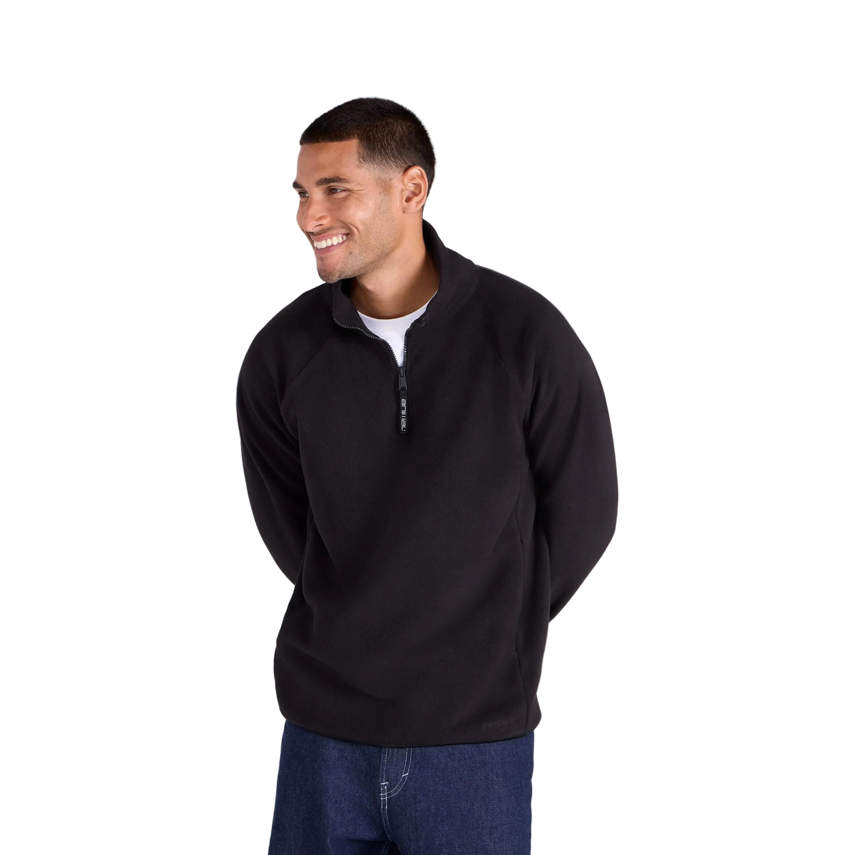 Animal Mens Stockholm Half Zip Fleece Top Jet Black