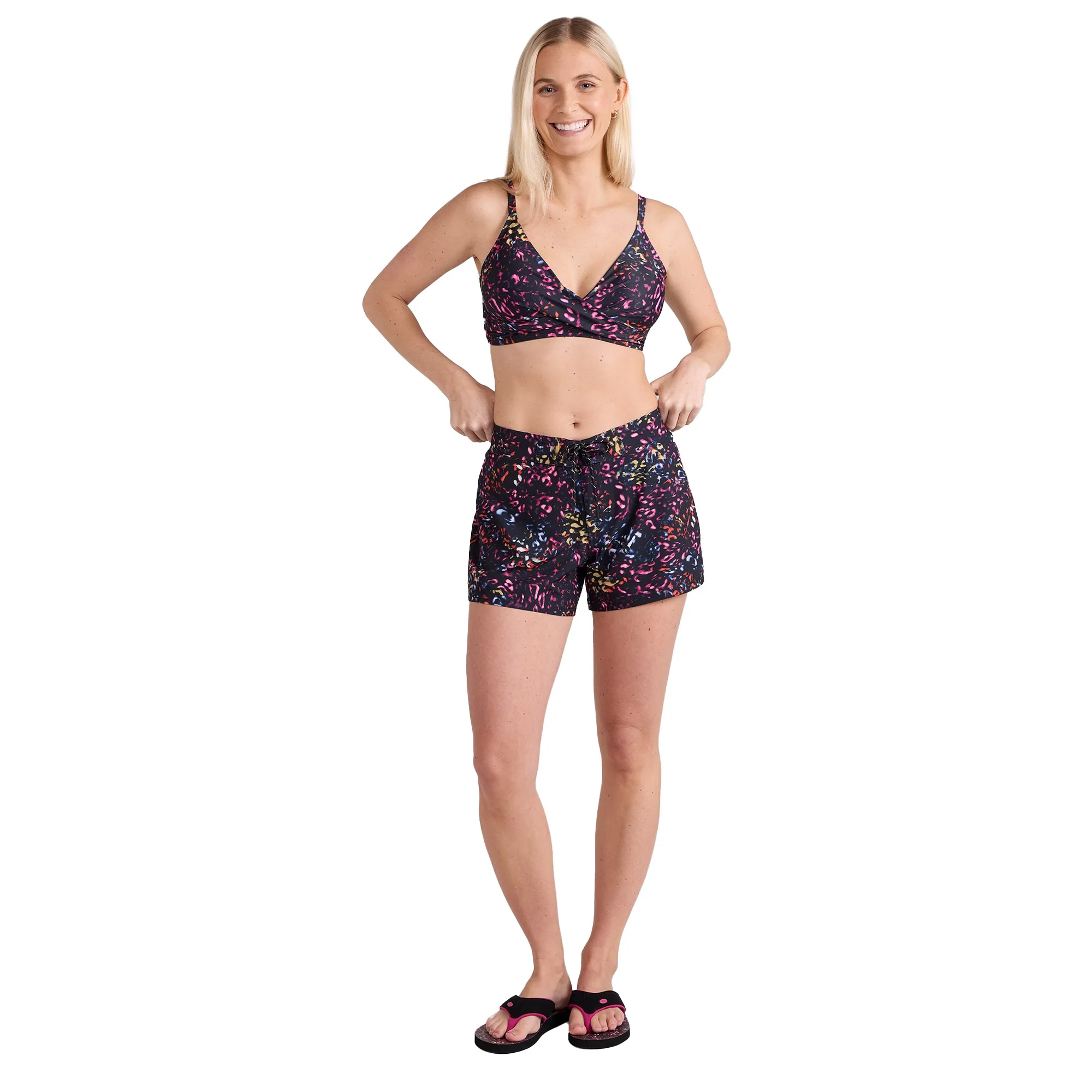 Animal Womens Aurora All-Over Print Board Shorts Jet Black - Image 2