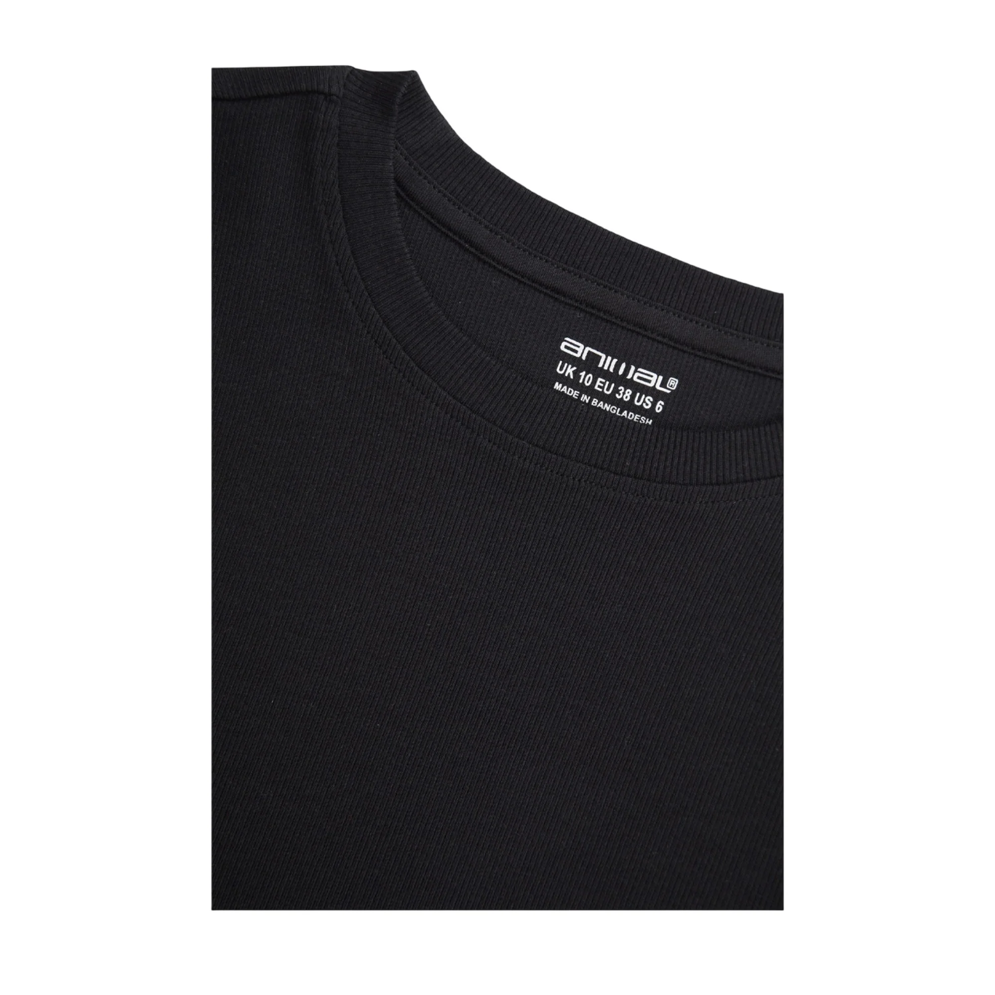 Animal Womens Evo Ribbed T-Shirt Black - Image 3