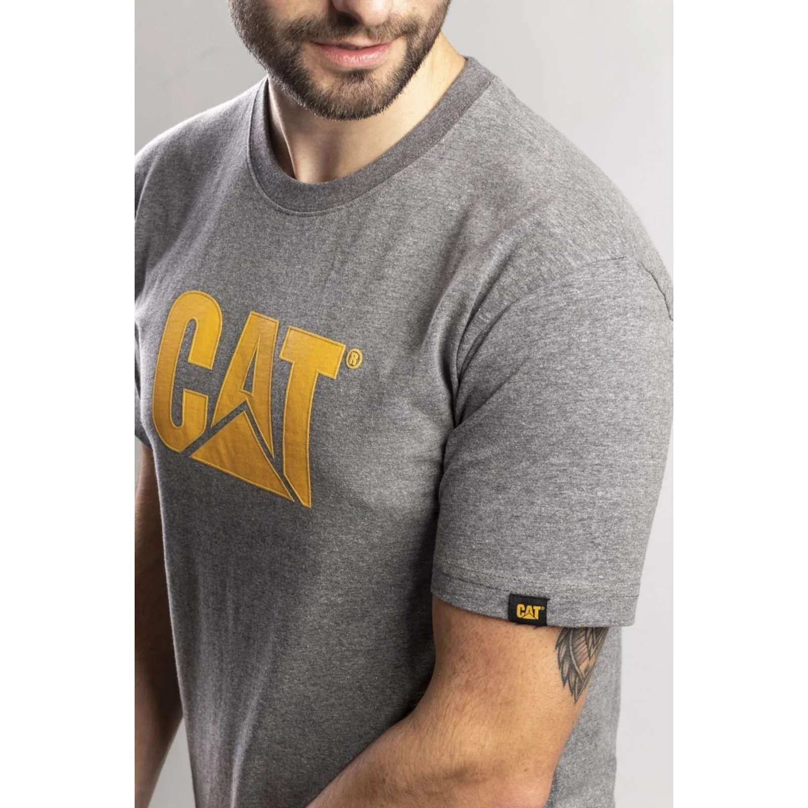 Caterpillar Mens Trademark Logo T-Shirt Dark Heather Grey - Image 5