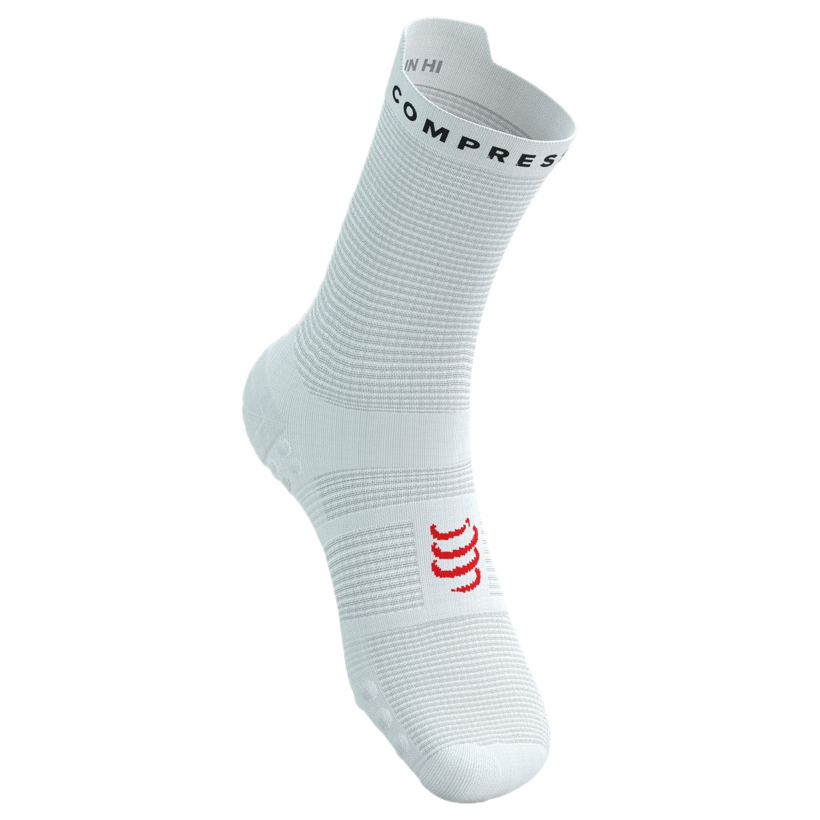Compressport Pro Racing V4.0 Run High Socks - White / Black - Image 2