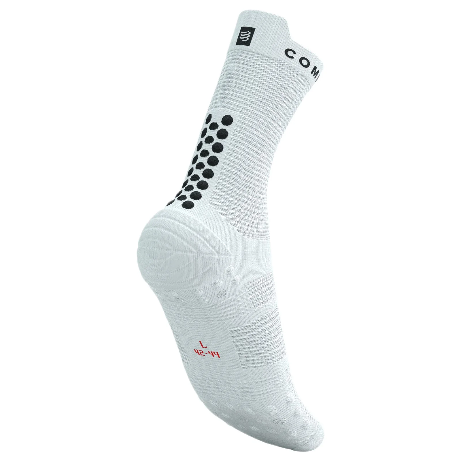 Compressport Pro Racing V4.0 Run High Socks - White / Black - Image 4
