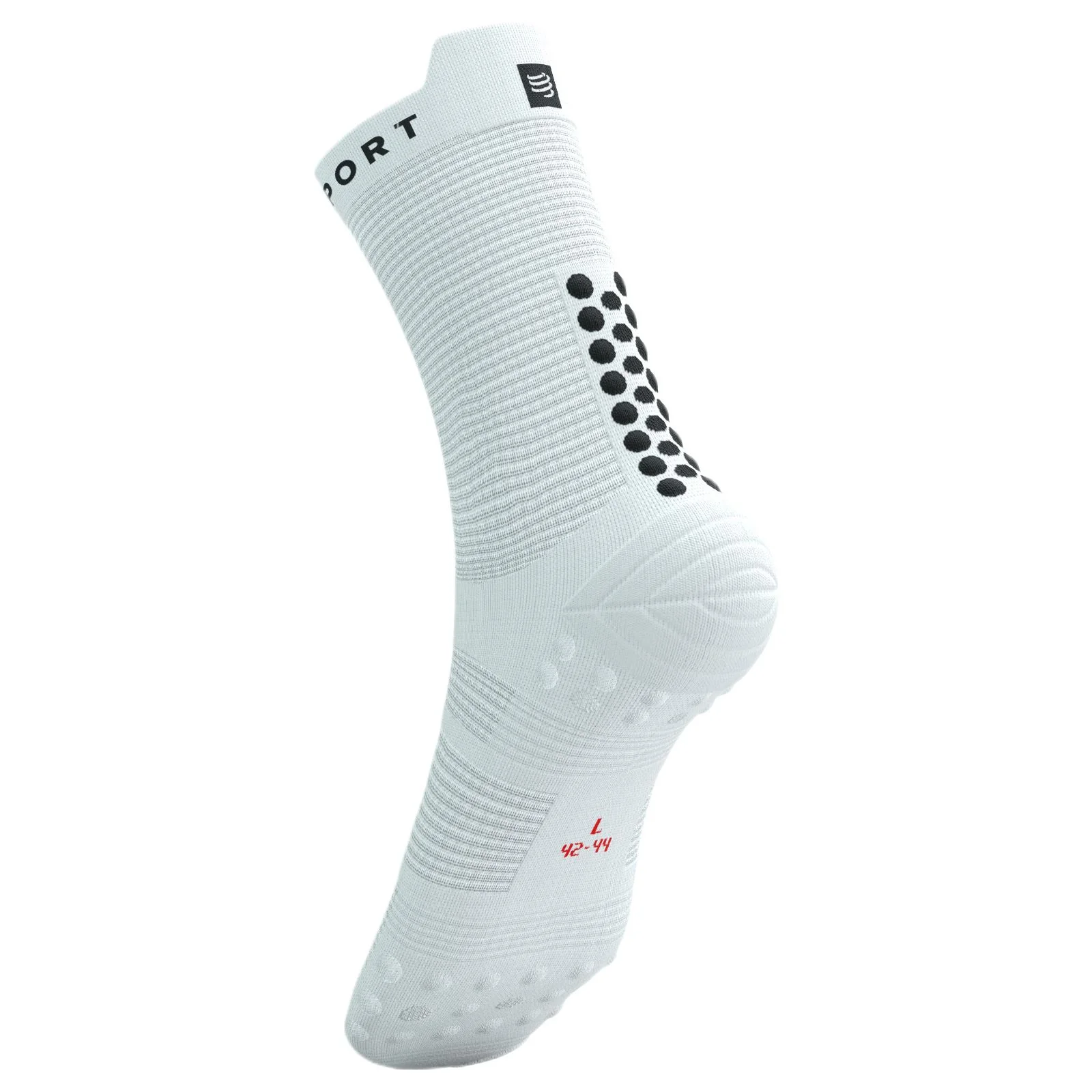 Compressport Pro Racing V4.0 Run High Socks - White / Black - Image 7