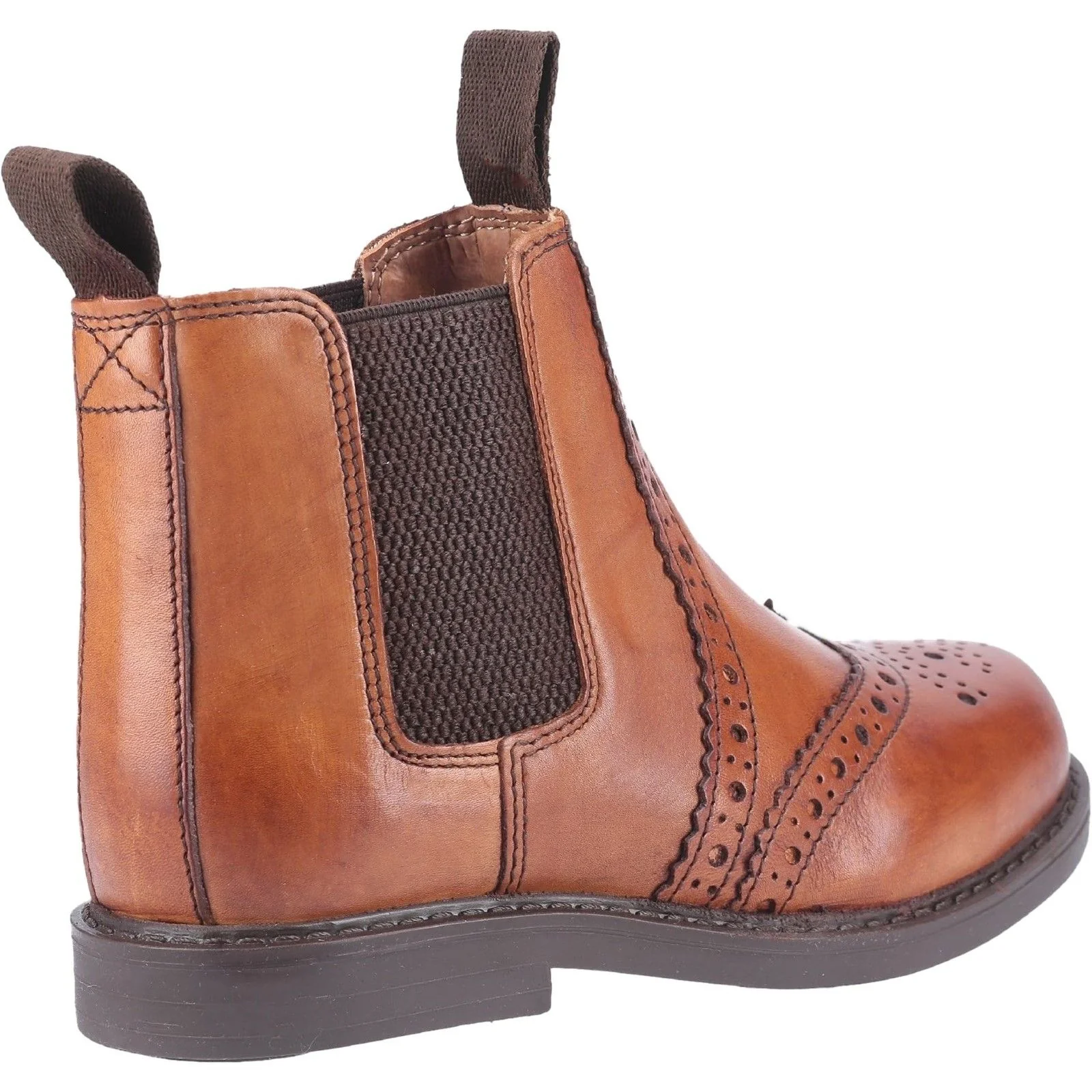 Cotswold Junior Boys Nympsfield Brogue Pull On Chelsea Boots Tan - Image 3