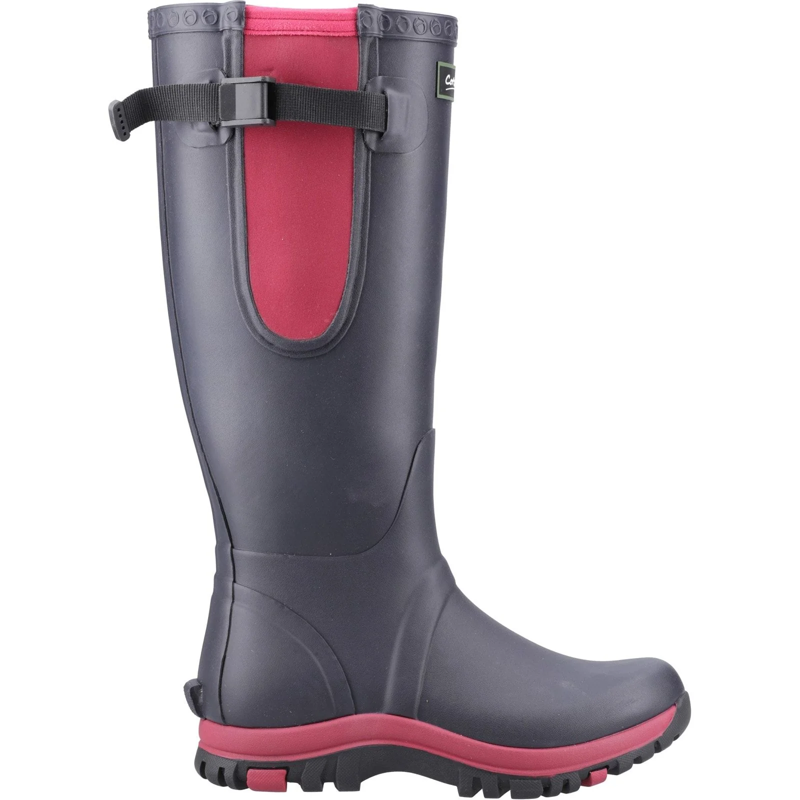 Cotswold Womens Milton Adjustable Wellington Boot Navy/Pink