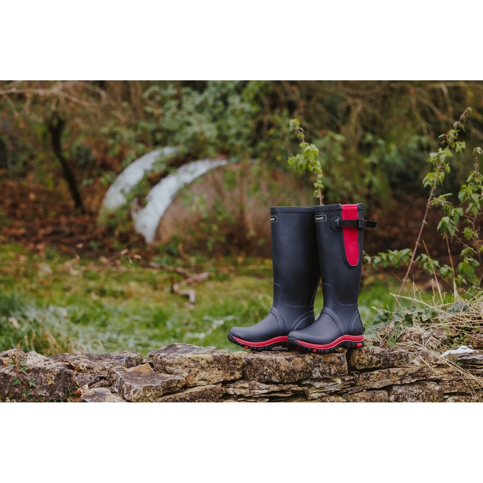 Cotswold Womens Milton Adjustable Wellington Boot Navy/Pink - Image 6