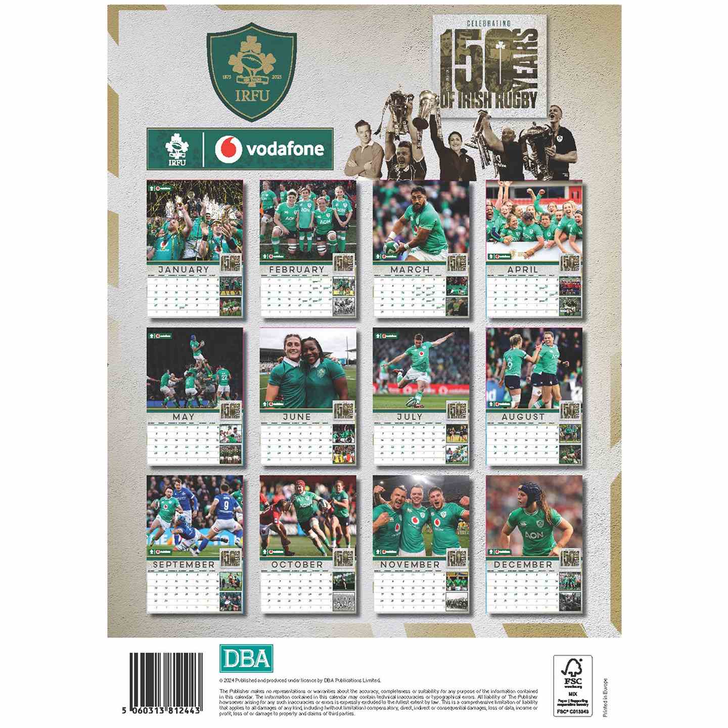 DBA IRFU Ireland Rugby 2025 A3 Wall Calendar - Image 2