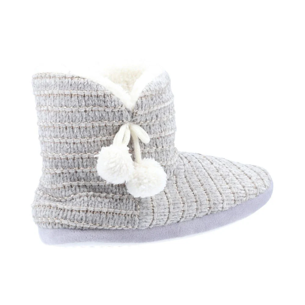 Divaz Womens Saturn Knitted Bootie Slipper Grey - Image 3