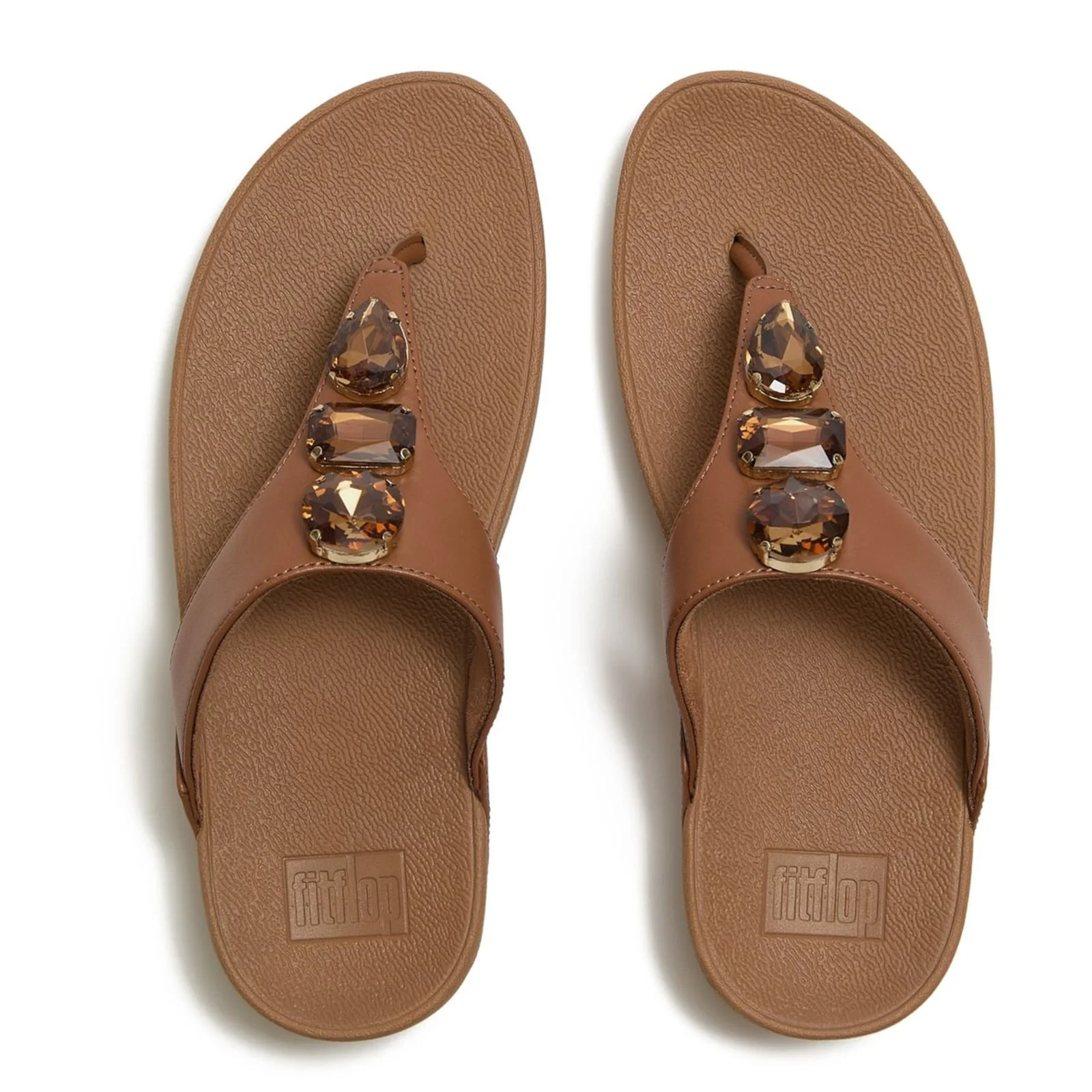 Fitflop Womens Lulu Ultra-Jewel Toe-Post Sandals Deep Tan - Image 2