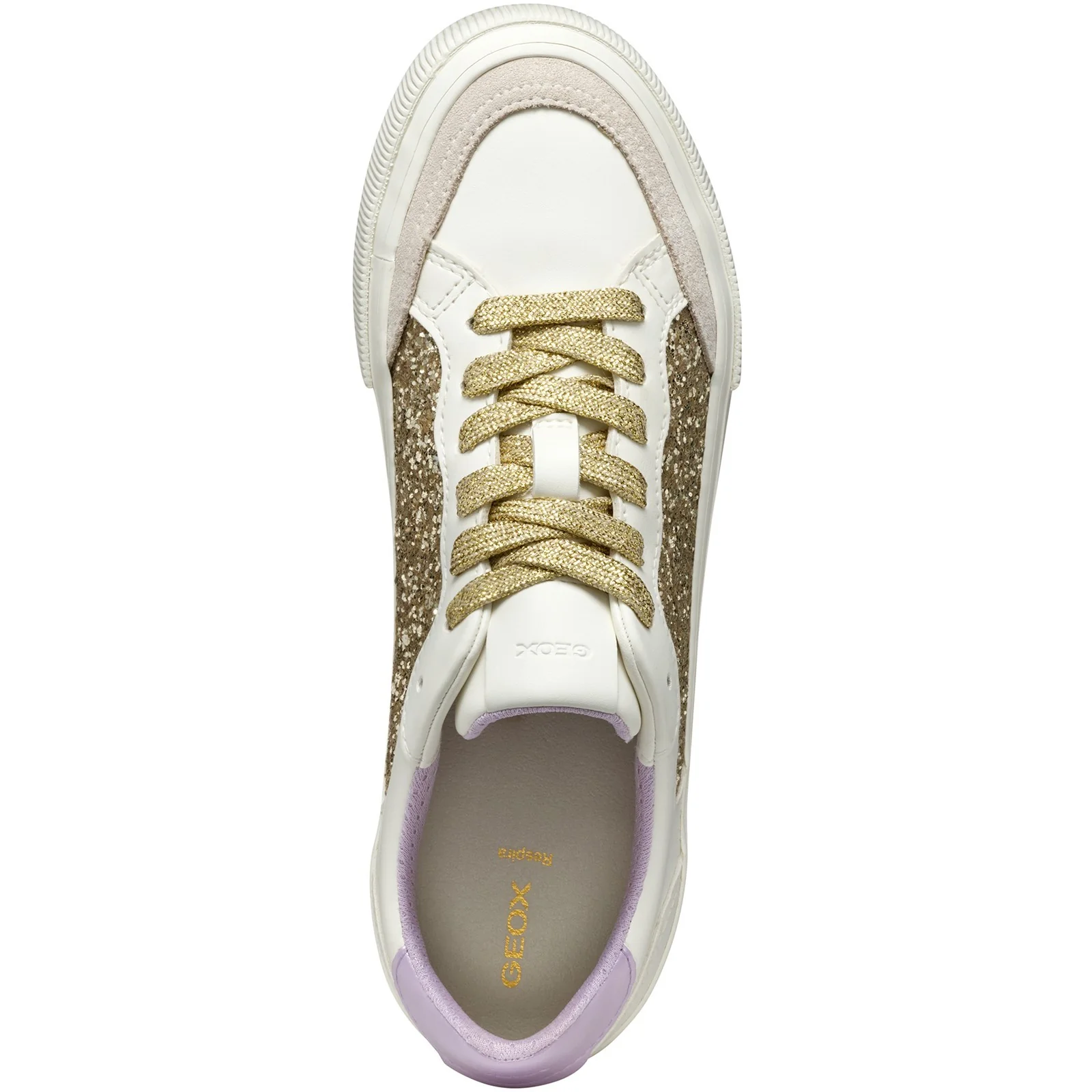 Geox Womens D EMMELENY SNEAKERS Optic White/Light Gold - Image 3