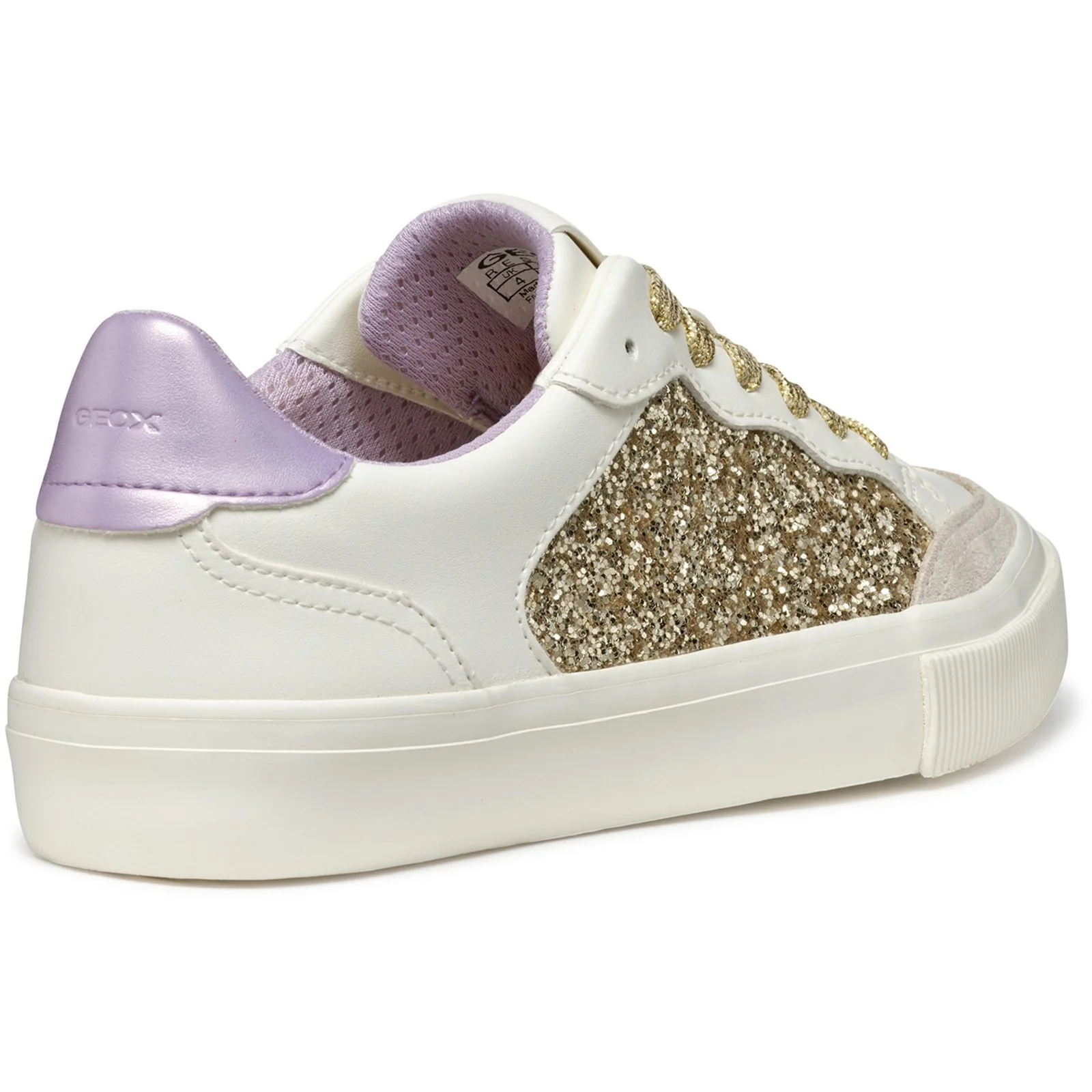 Geox Womens D EMMELENY SNEAKERS Optic White/Light Gold - Image 4