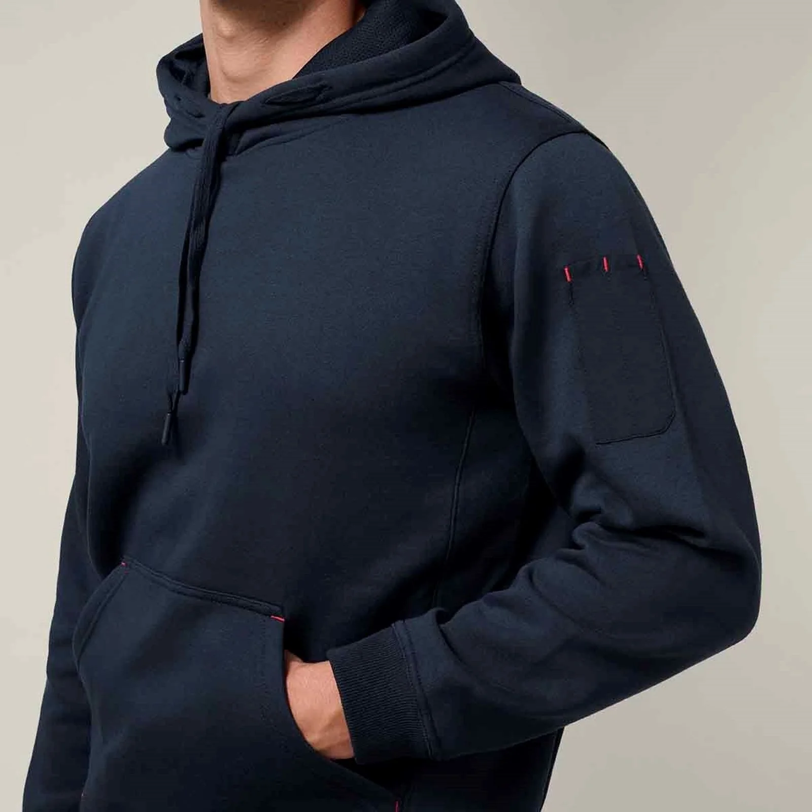 Hard Yakka Mens Brushed Fleece Hoodie Navy - Image 3