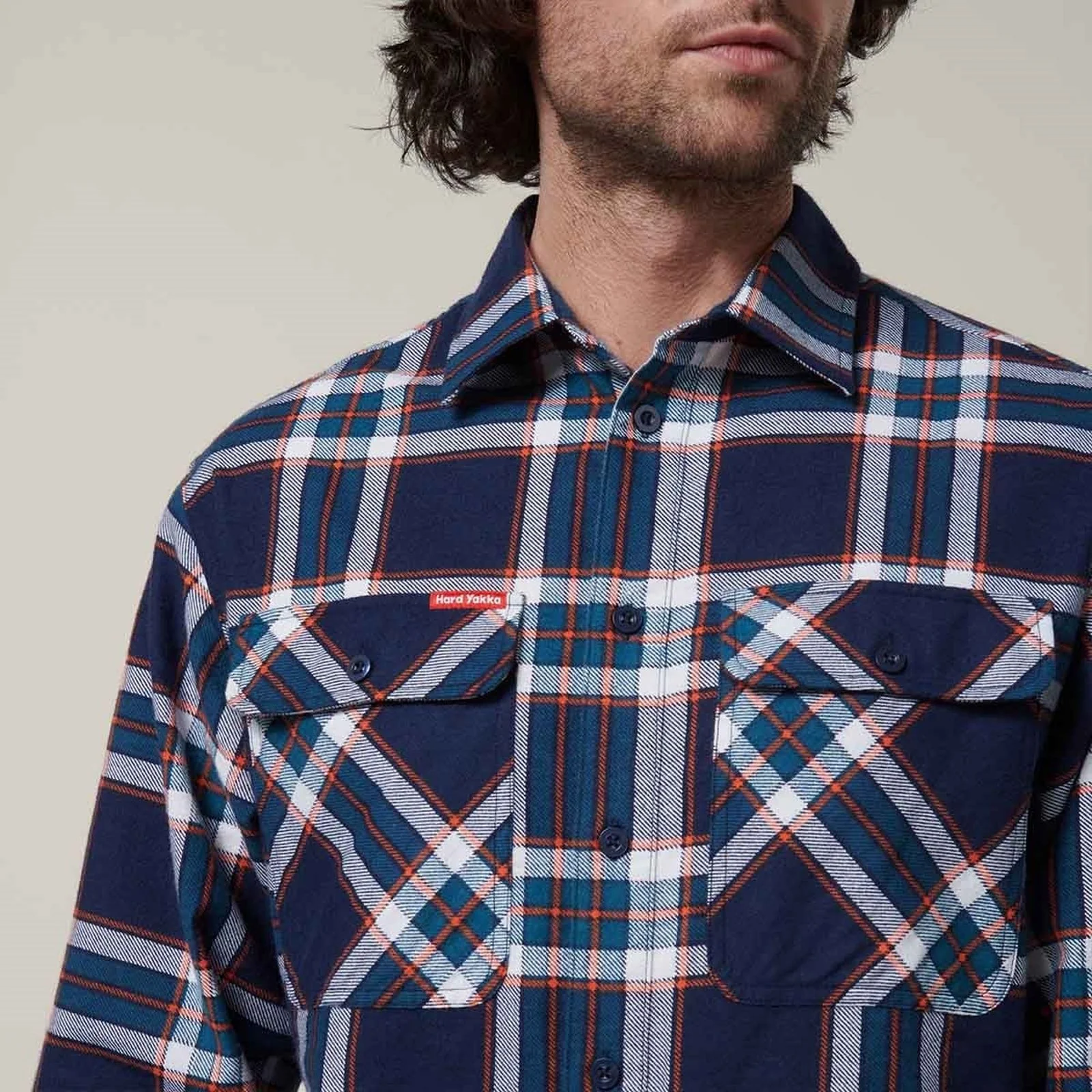 Hard Yakka Mens Core Flannel Shirt Navy - Image 4