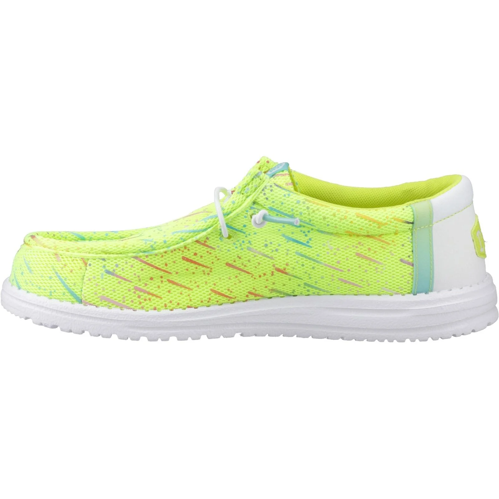 HEYDUDE Mens Wally Party Mesh Shoes Lime Punch/White - Image 2