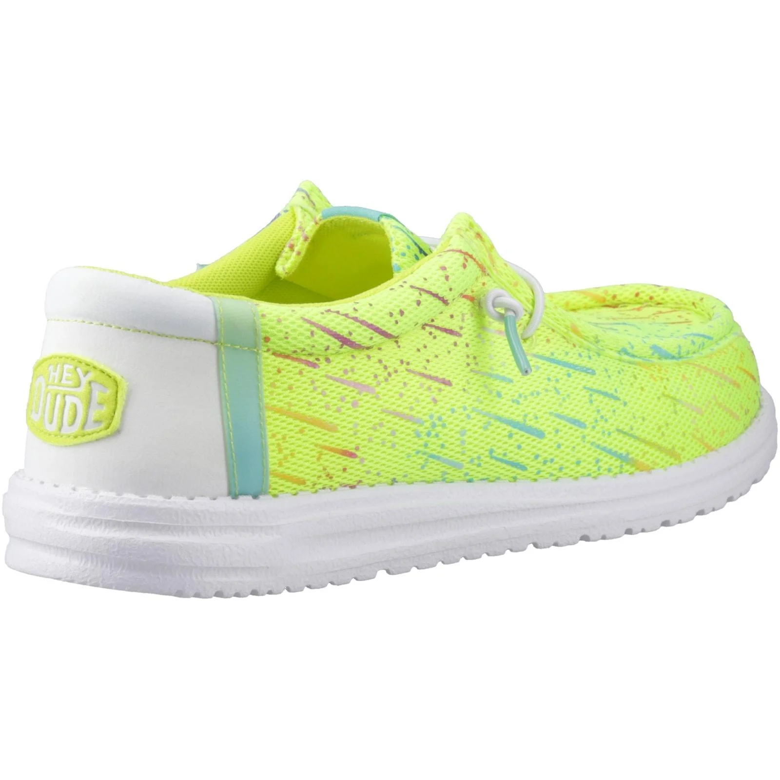 HEYDUDE Mens Wally Party Mesh Shoes Lime Punch/White - Image 4