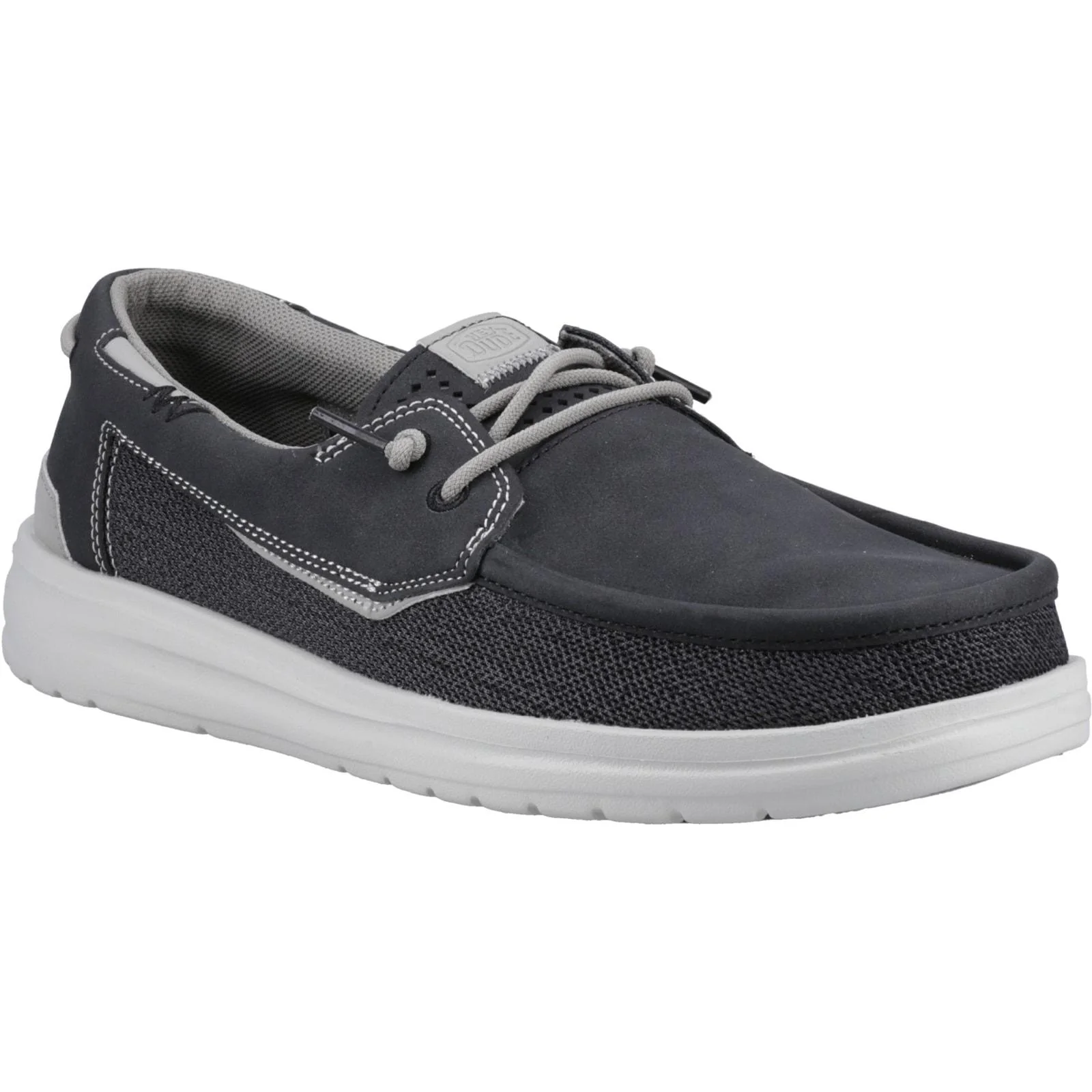 HEYDUDE Mens Welsh Grip Classic Mesh Shoes Black/Storm Gray - Image 5