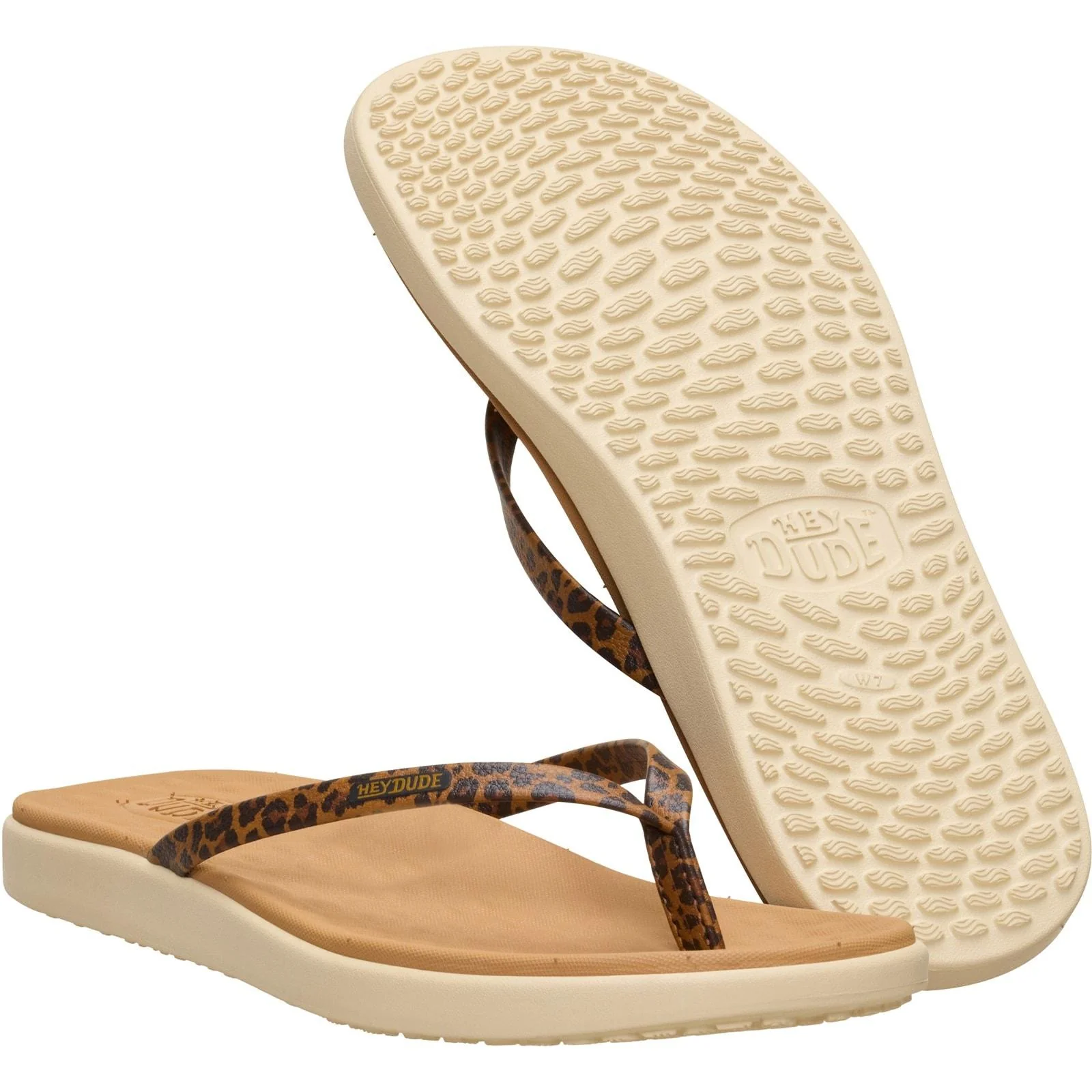 HEYDUDE Womens Maui Breeze Flip Tan Leopard - Image 4