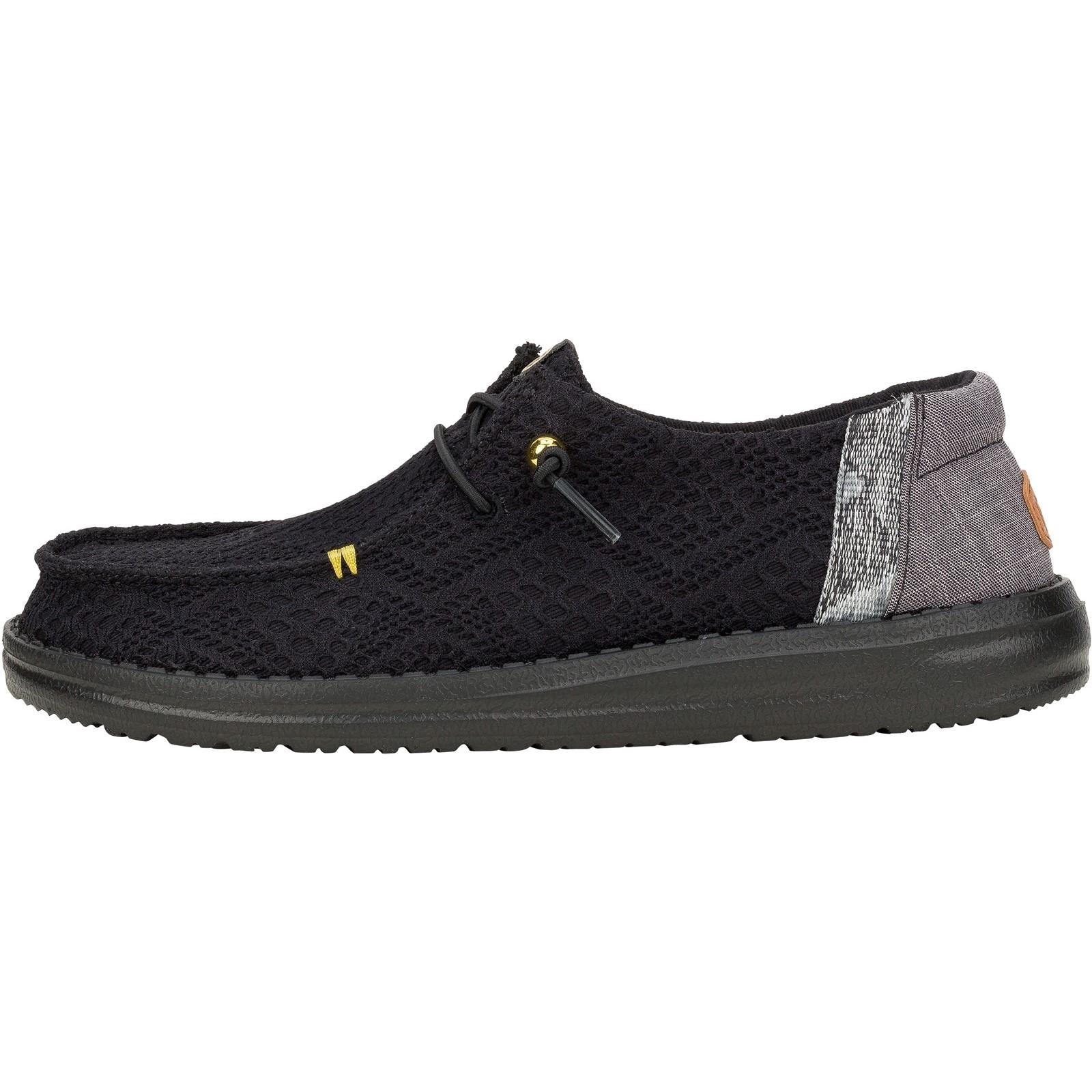 HEYDUDE Womens Wendy Boho Crochet Shoes Black - Image 2