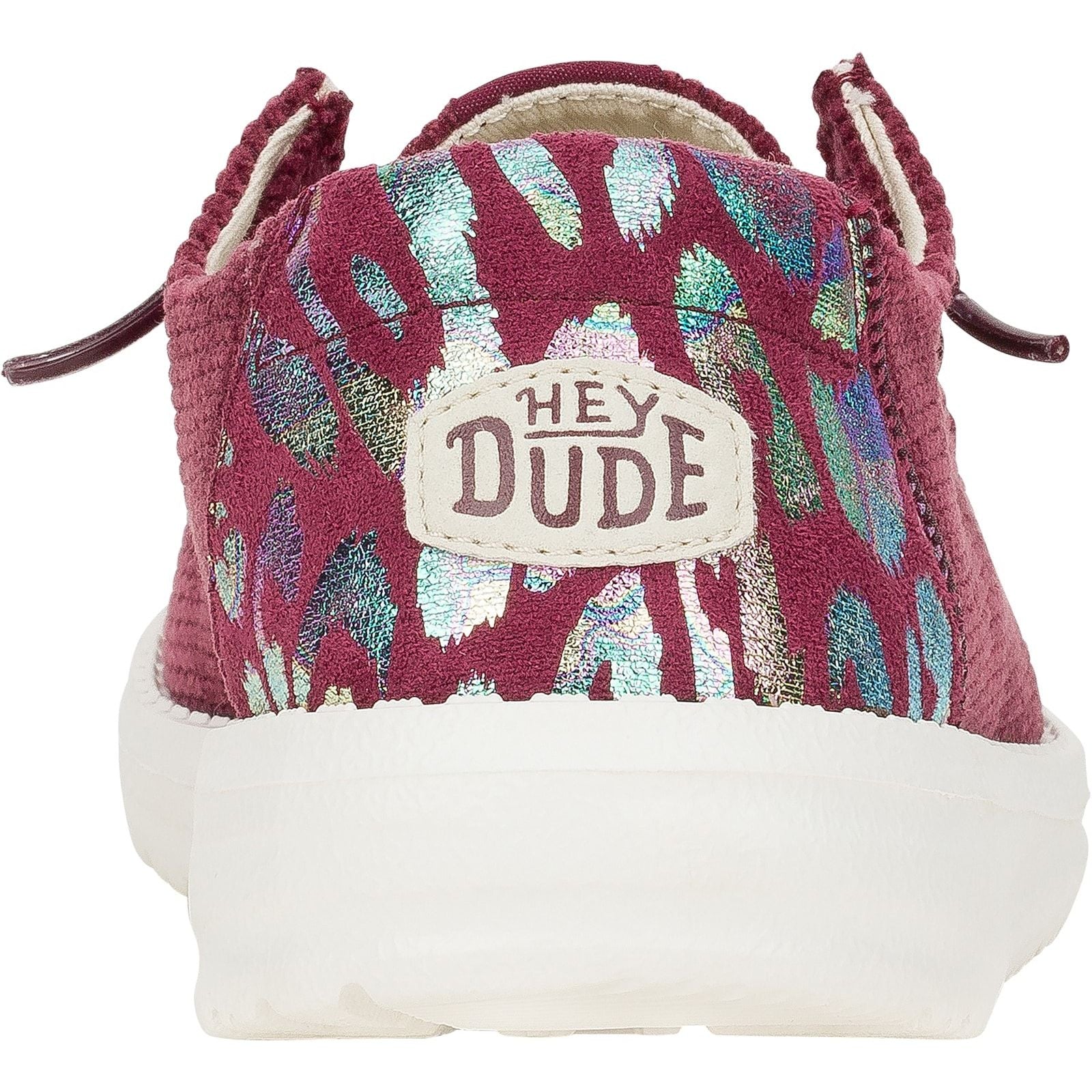 HEYDUDE Womens Wendy Corduroy Leo Shoes Burgundy - Image 3