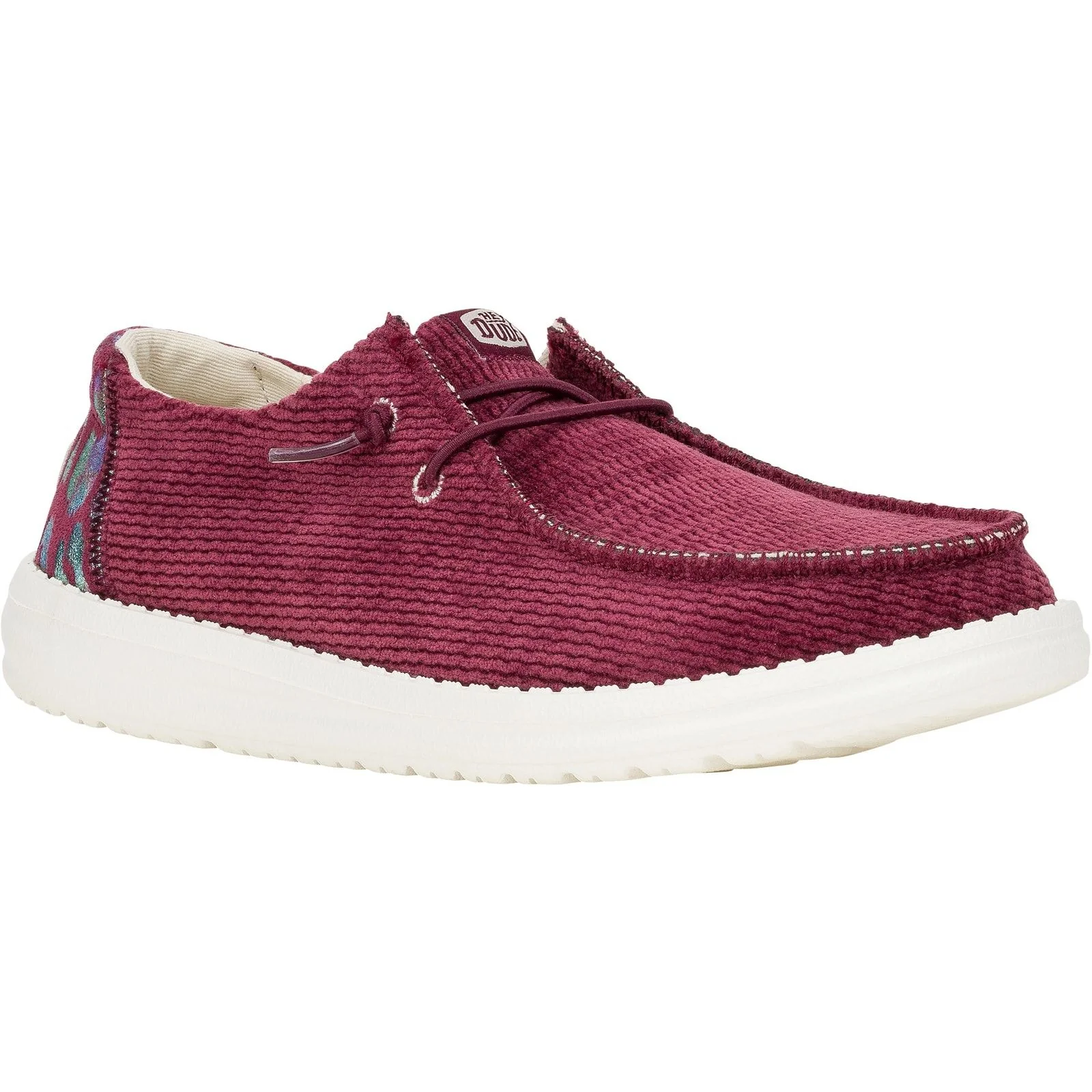 HEYDUDE Womens Wendy Corduroy Leo Shoes Burgundy - Image 4