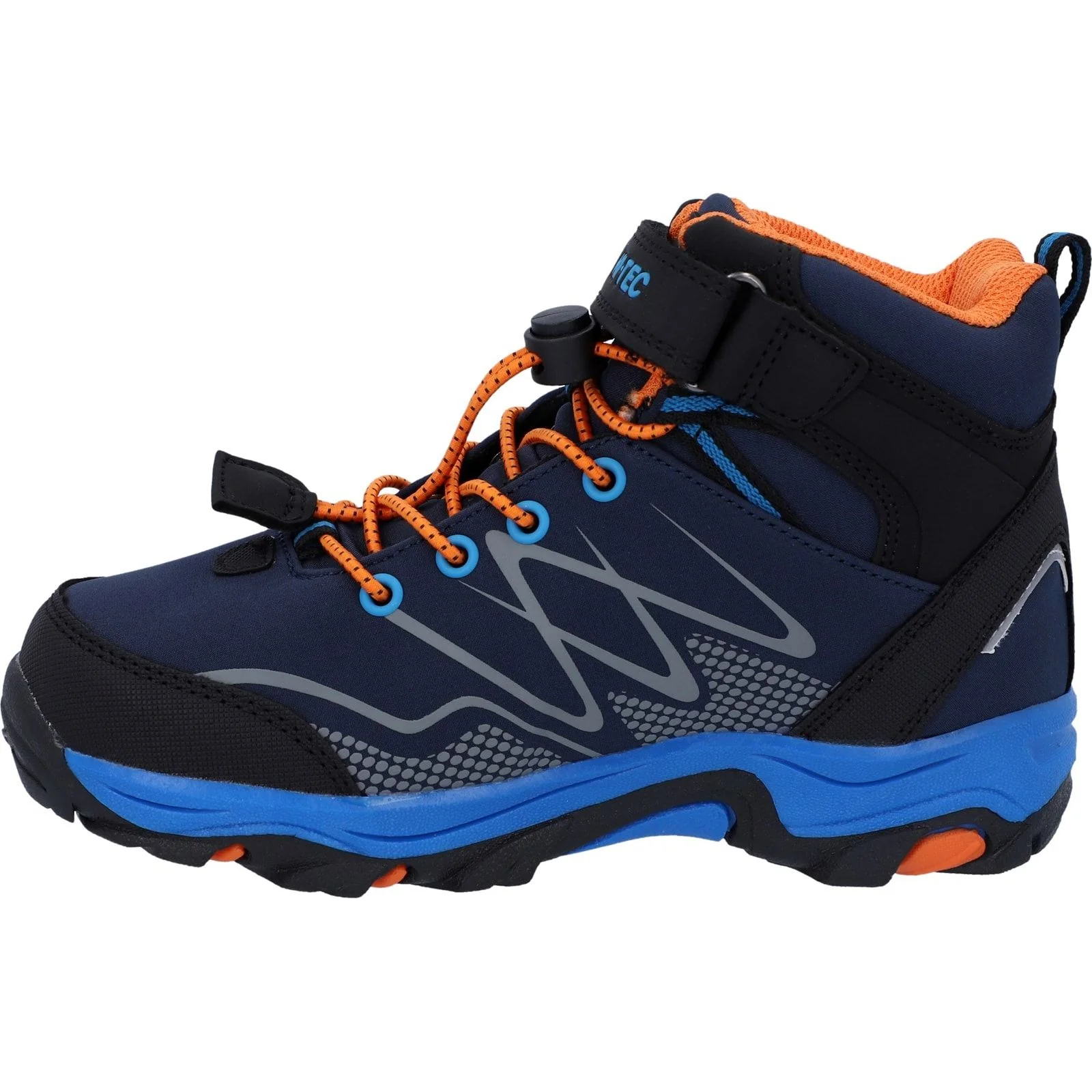Hi-Tec Boys Blackout Mid Boots Navy/Orange/Lake Blue - Image 2