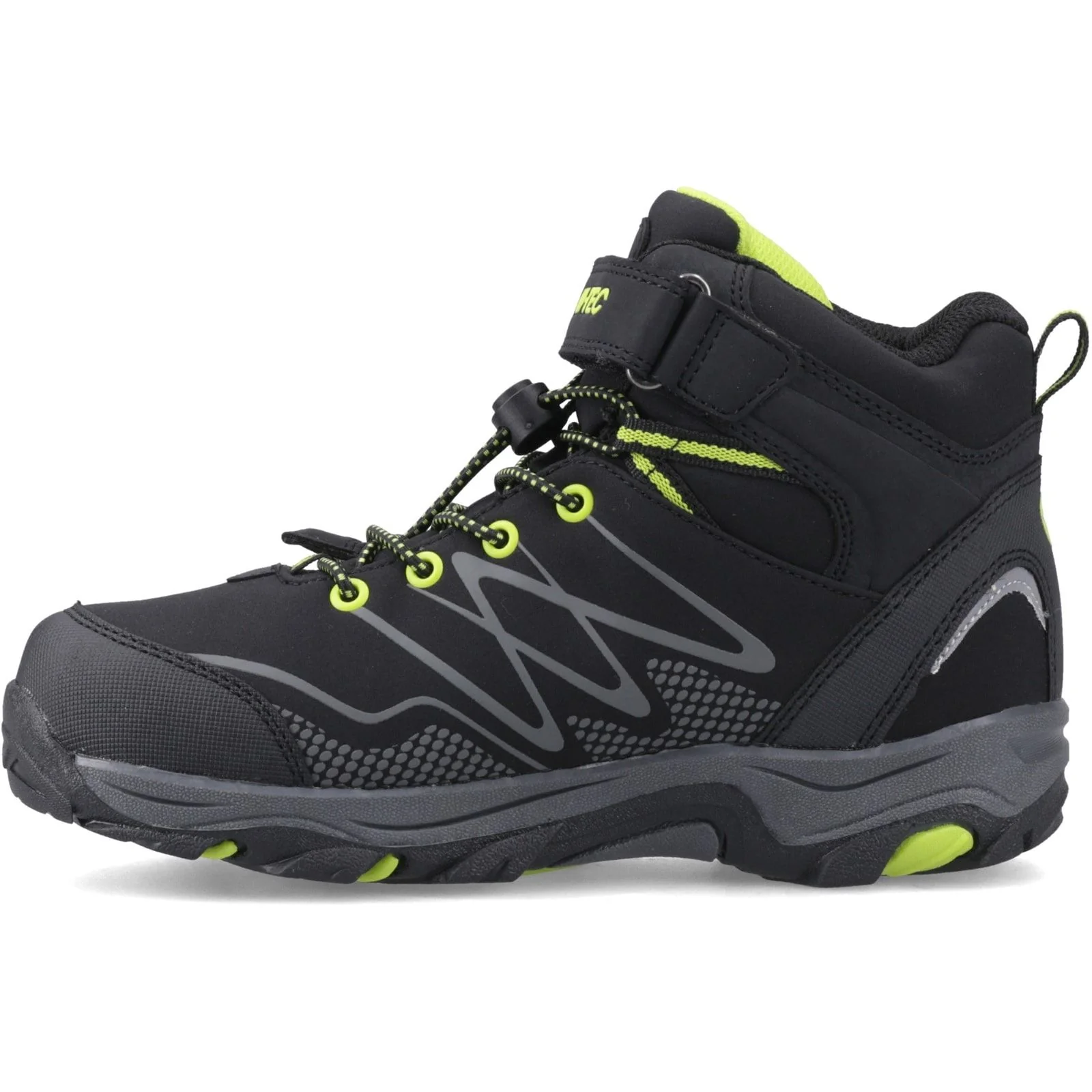 Hi-Tec Junior Boys Blackout Mid Boots Black/Lime - Image 2