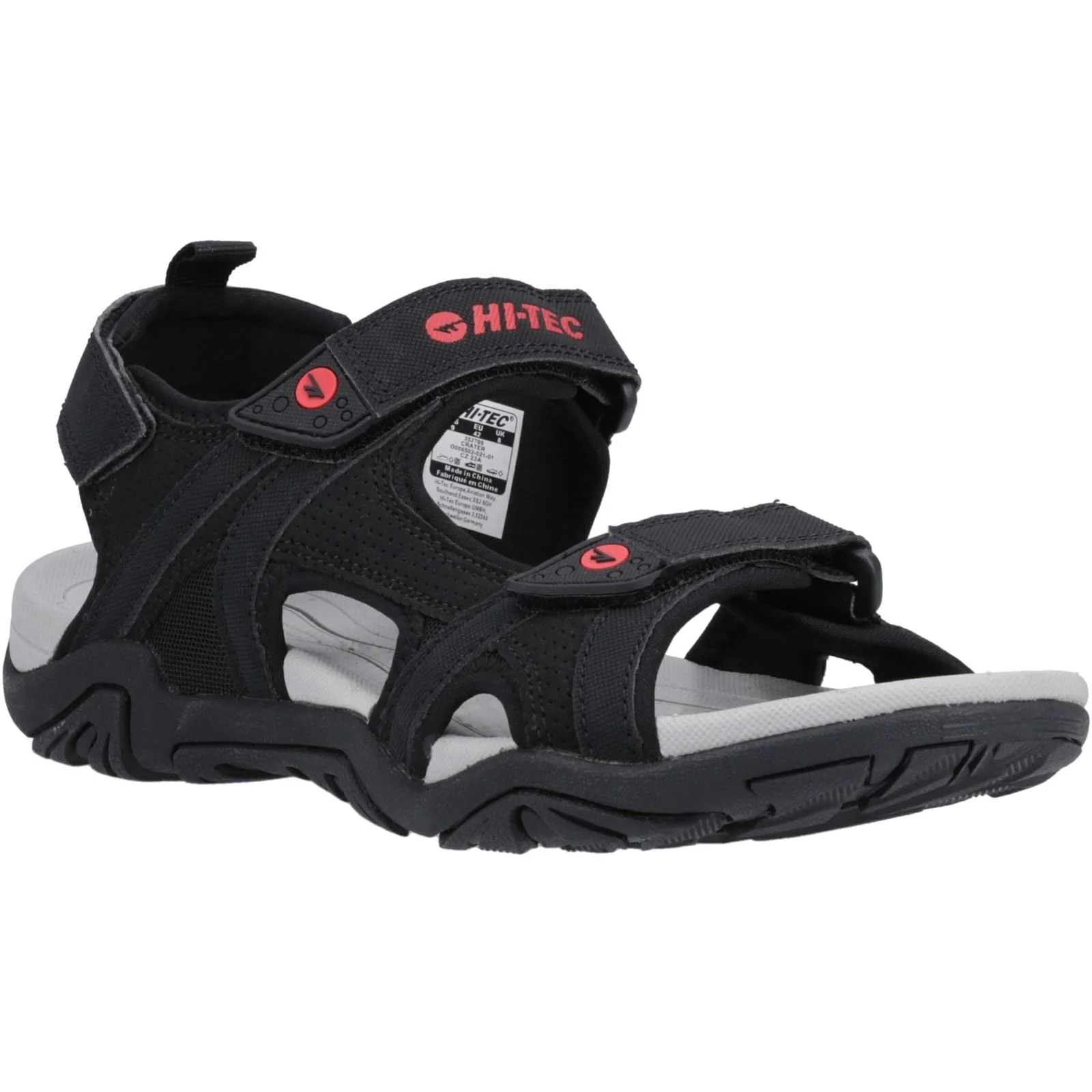 Hi-Tec Mens Crater Sandal Black/Grey/Red - Image 6