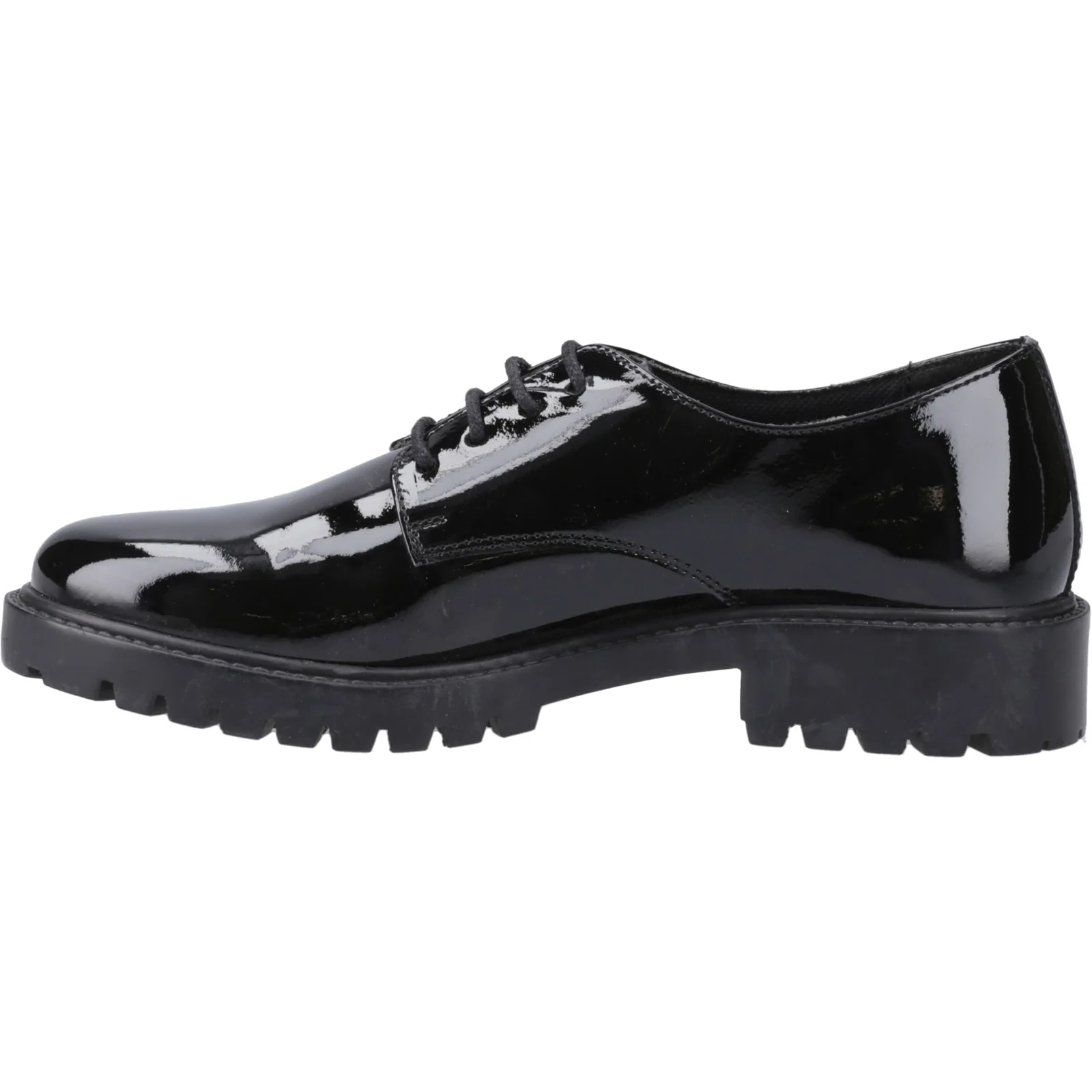 Hush Puppies Junior Girls Aubrey Lace Up Patent Jnr Black - Image 2