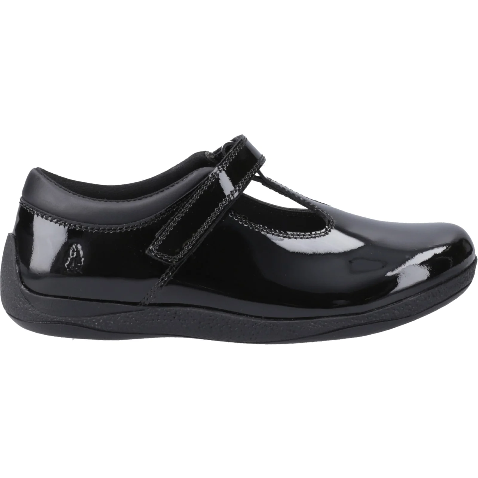 Hush Puppies Junior Girls Caitlin T-Bar Patent Jnr Black