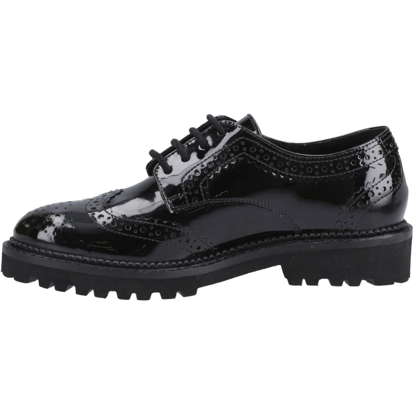 Hush Puppies Junior Girls Gabi Lace Up Patent Jnr Black - Image 2