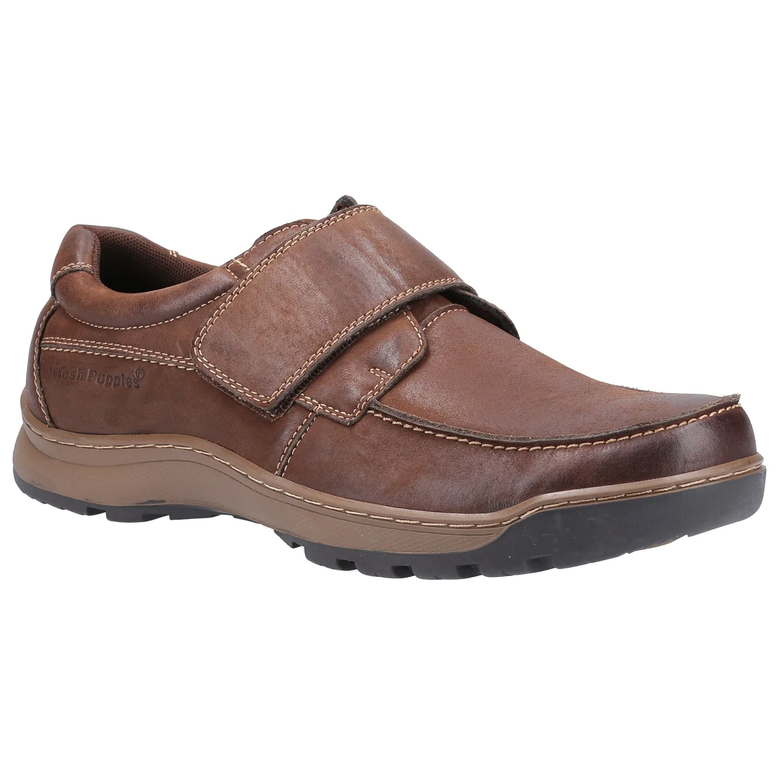 Hush Puppies Mens Casper Touch Fastening Shoes Brown - Image 4