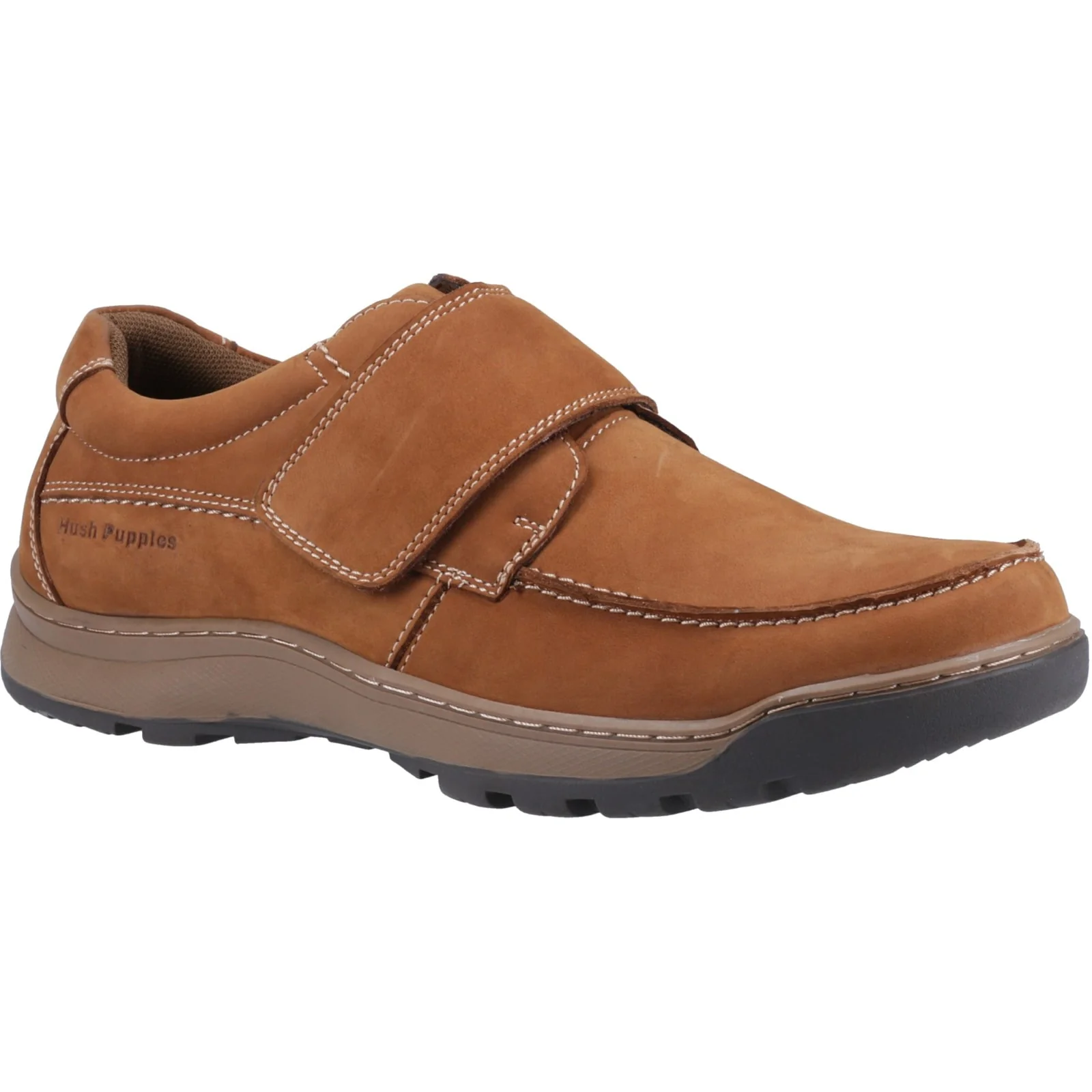 Hush Puppies Mens Casper Touch Fastening Shoes Tan Nubuck - Image 5