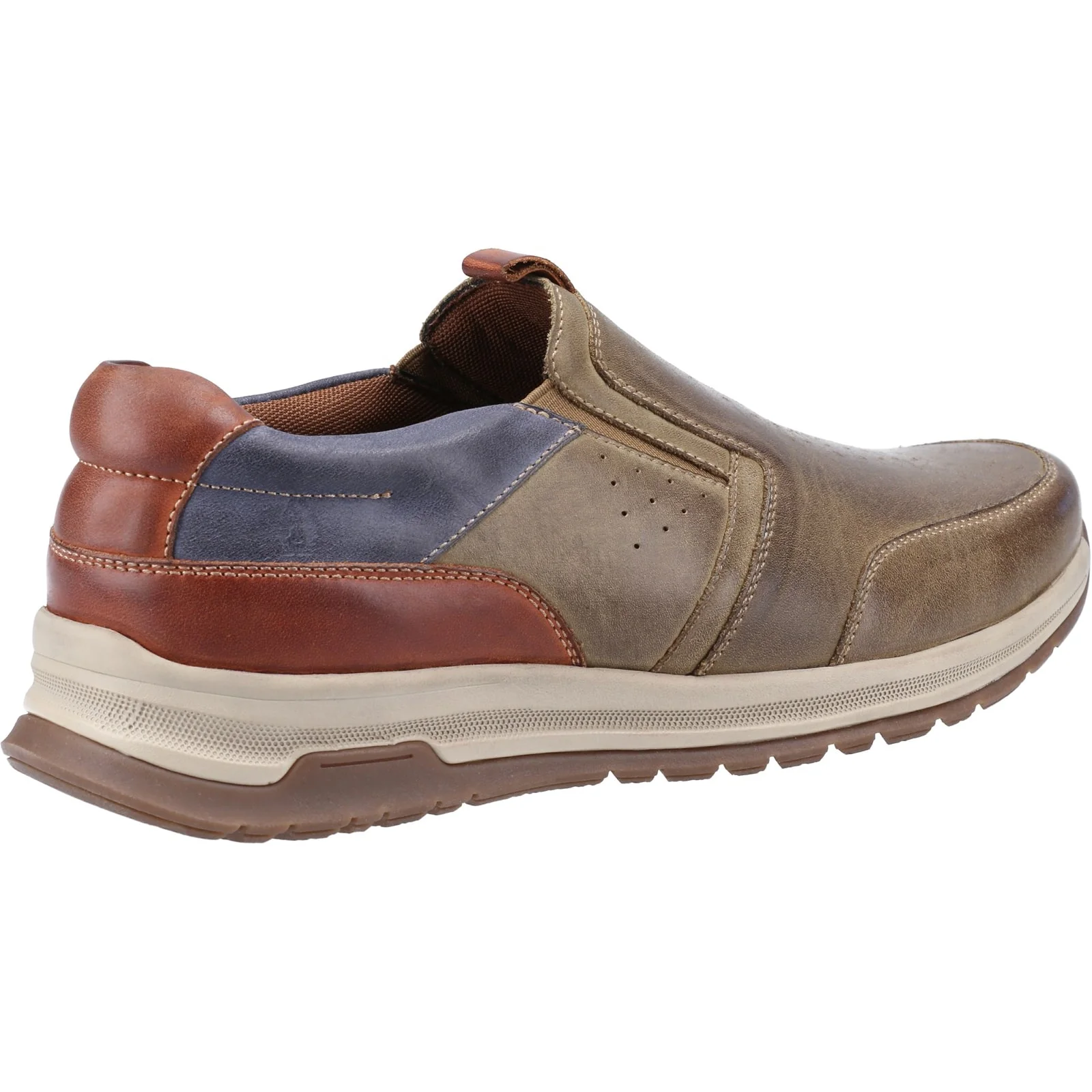 Hush Puppies Mens Cole Shoe Khaki/Navy/Tan Leather Mix - Image 3