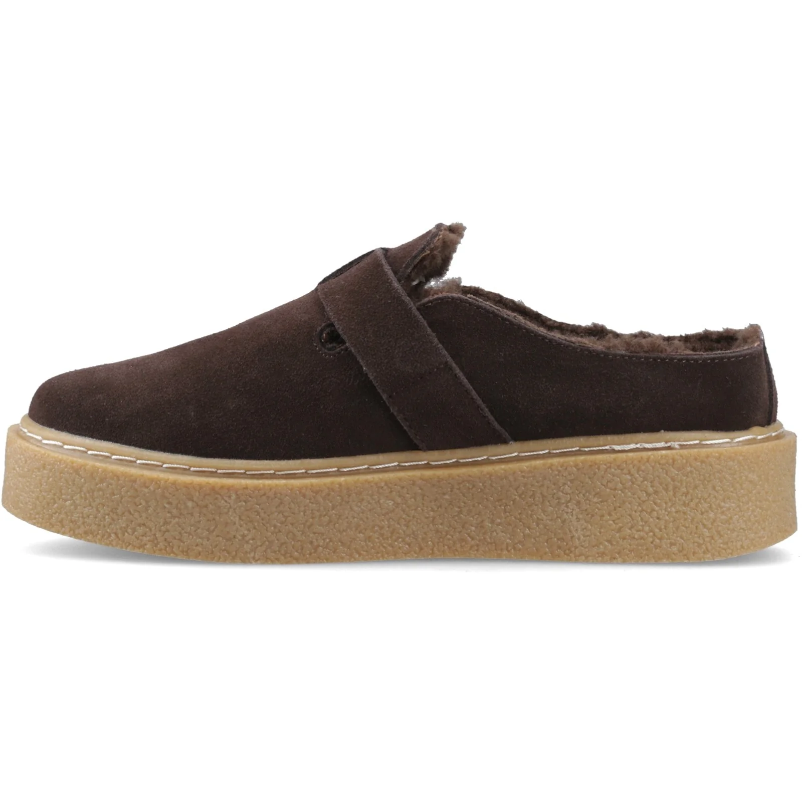 Hush Puppies Womens Blanche Fur Mule Chocolate - Image 2