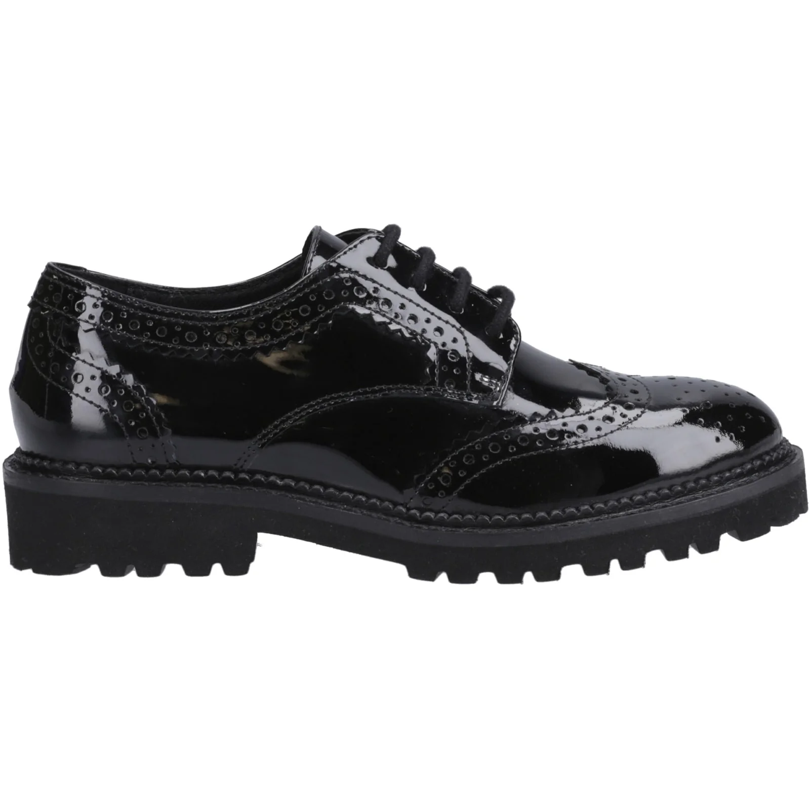 Hush Puppies Womens Gabi Lace Up Patent Snr Black