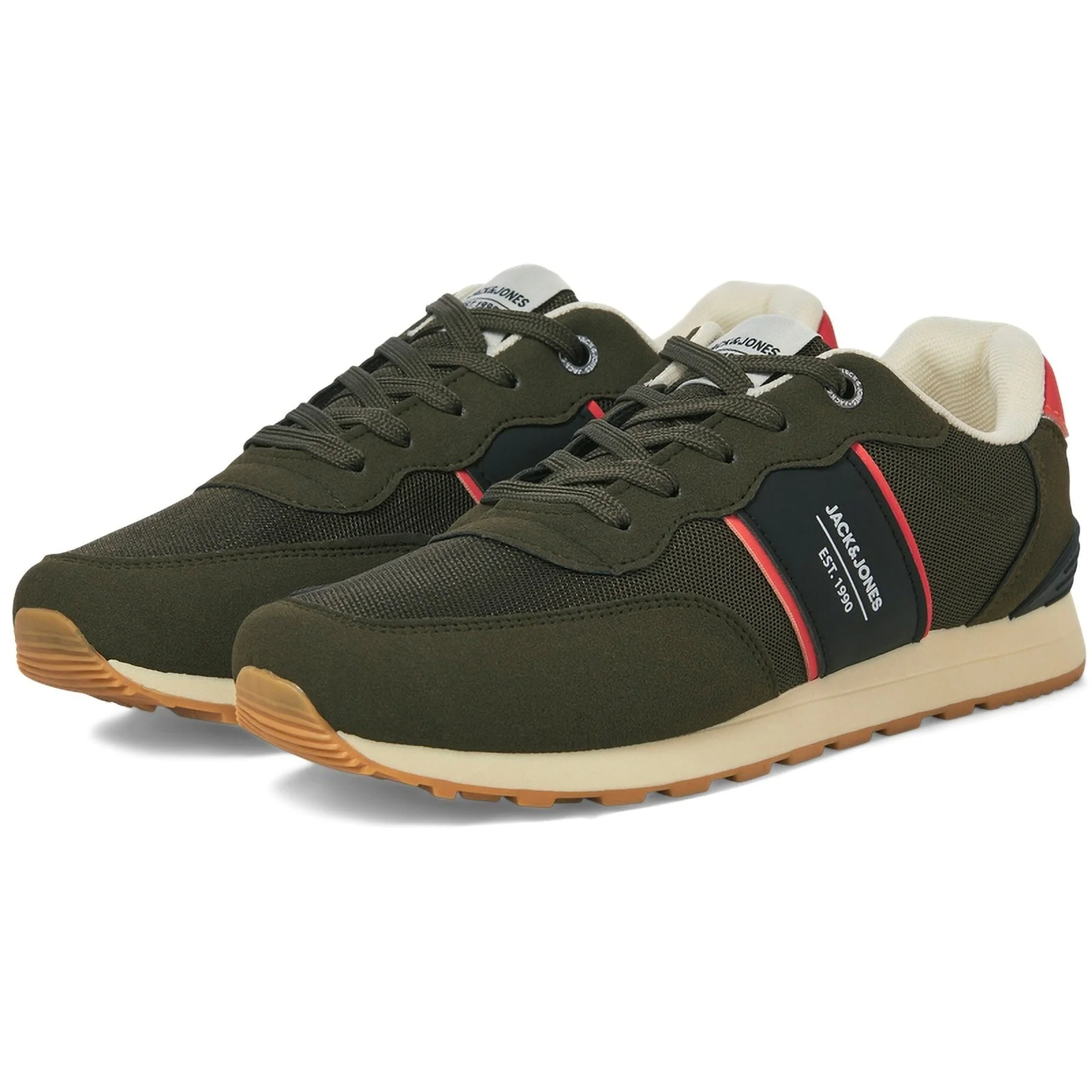Jack & Jones Mens Spirit Runner Trainer Olive Night - Image 4