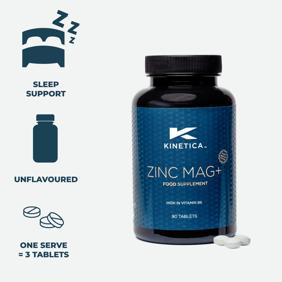 Kinetica Zinc Magnesium - 90 Tablets - Unflavoured - Image 4