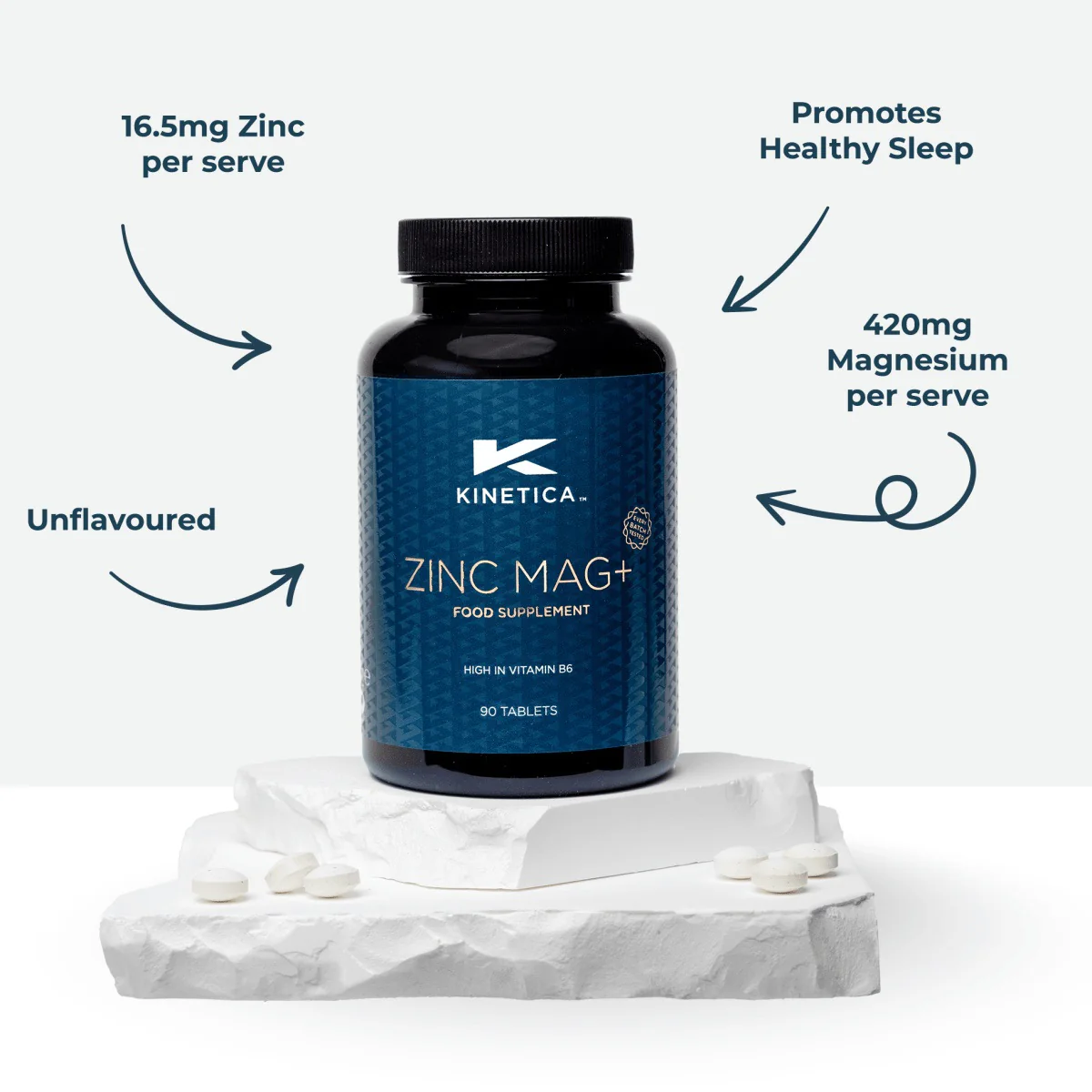 Kinetica Zinc Magnesium - 90 Tablets - Unflavoured - Image 5