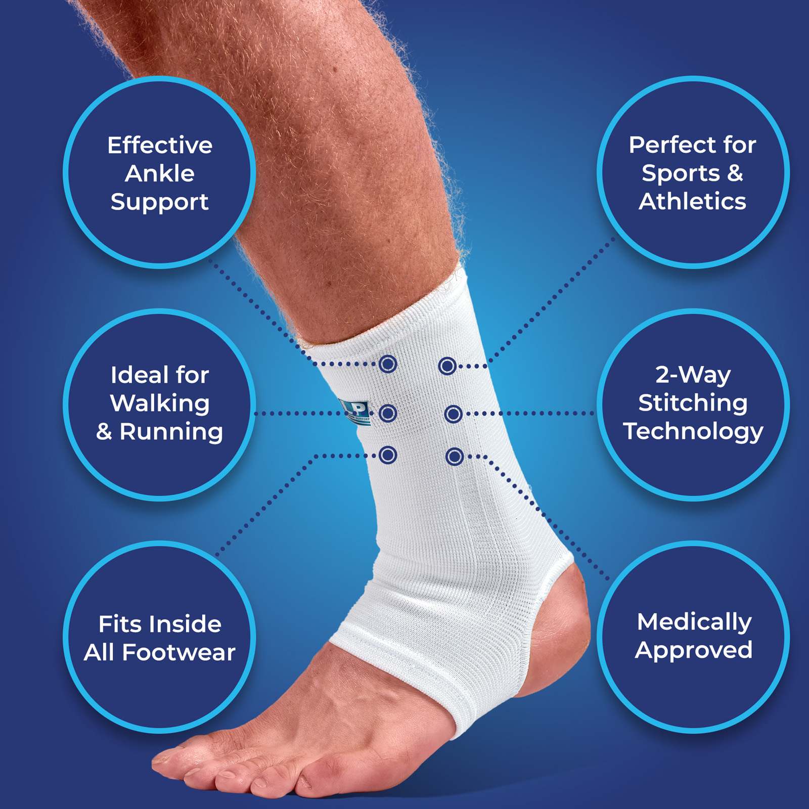 LP Elasticated 2-Way Stitching Adults Ankle Support - Image 3