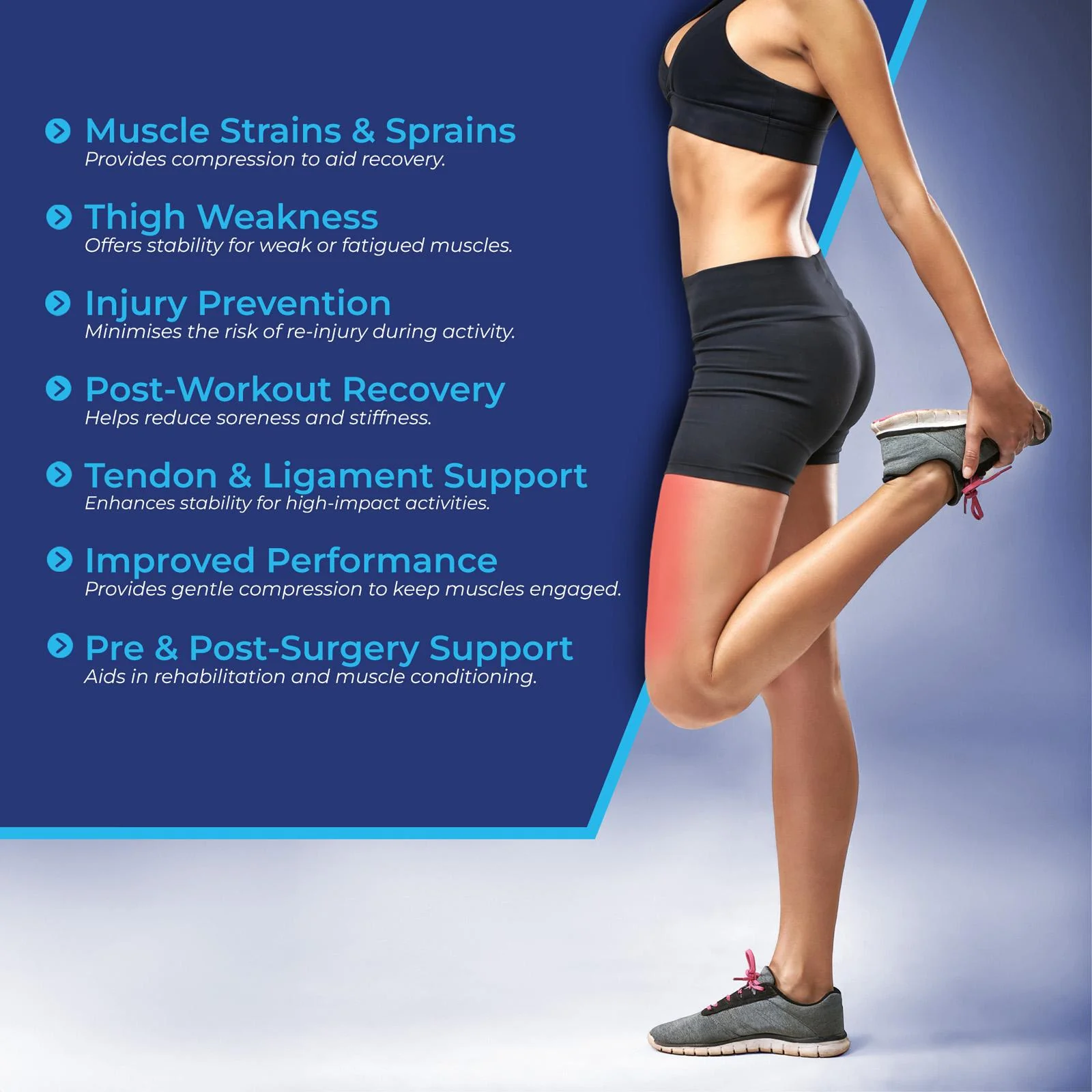 LP Elasticated Brace Compression Adults Thigh Support - Image 3