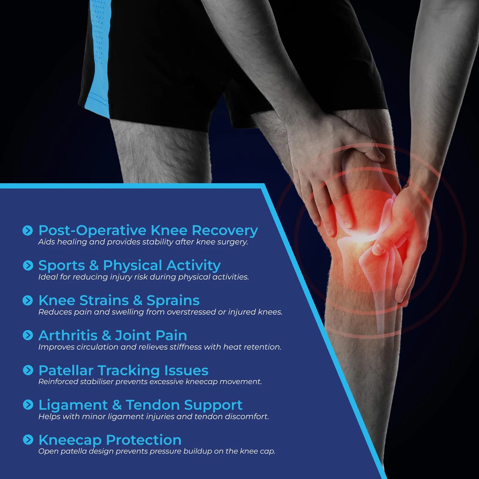 LP Open Patella Oval Pad Slip-On Adults Knee Support - Image 4