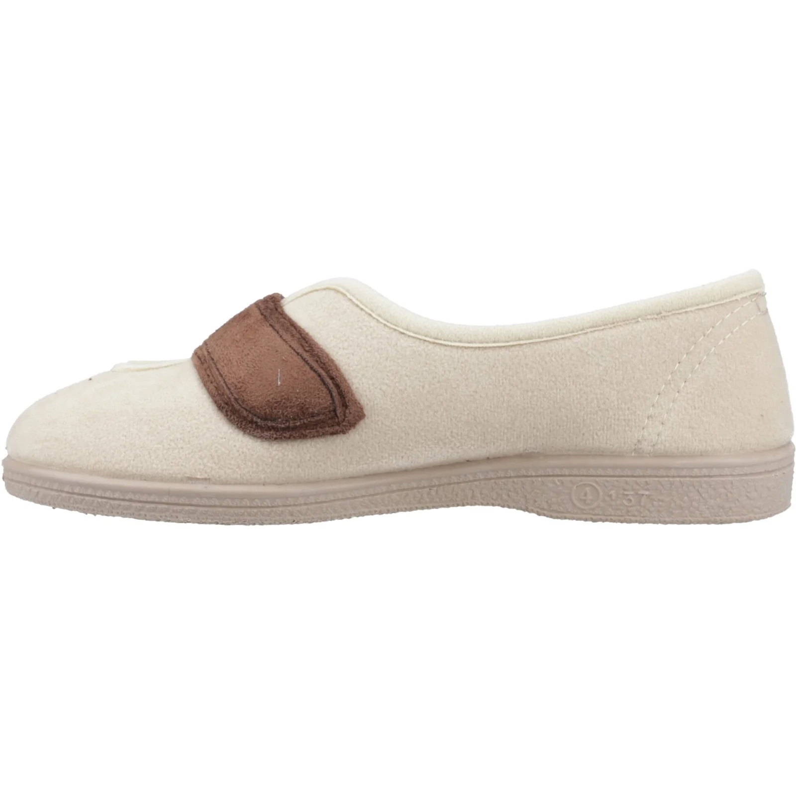 Mirak Womens Andrea Touch Fastening Slipper Beige - Image 2