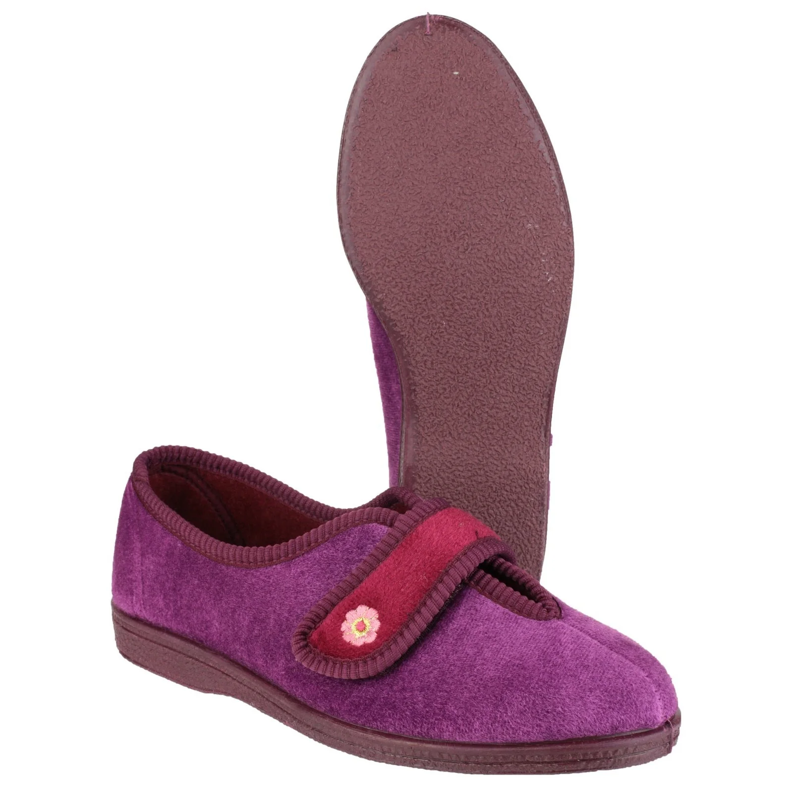 Mirak Womens Andrea Touch Fastening Slipper Wine - Image 5