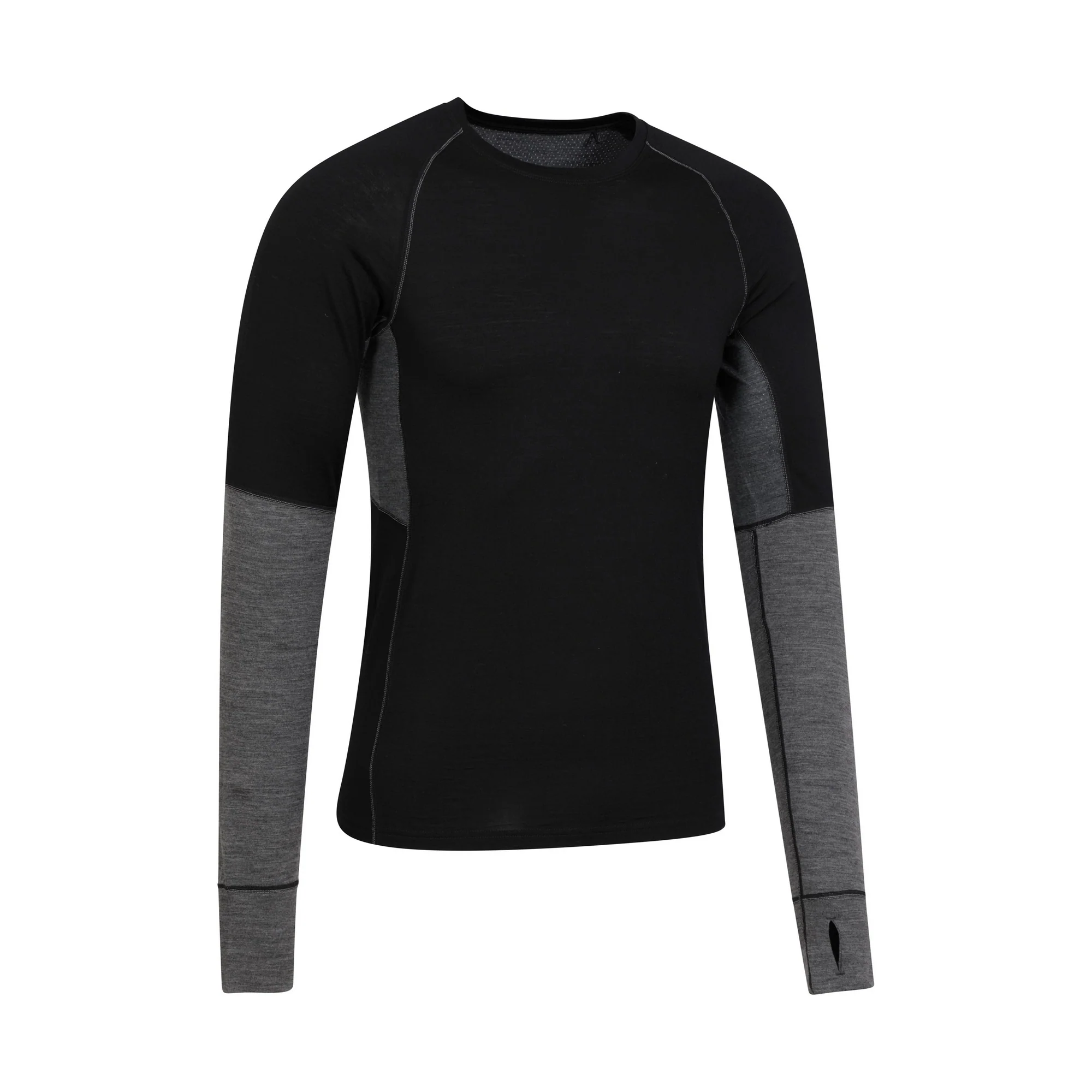 Mountain Warehouse Mens Ultra Merino Wool Round Neck Base Layer Top Black - Image 2