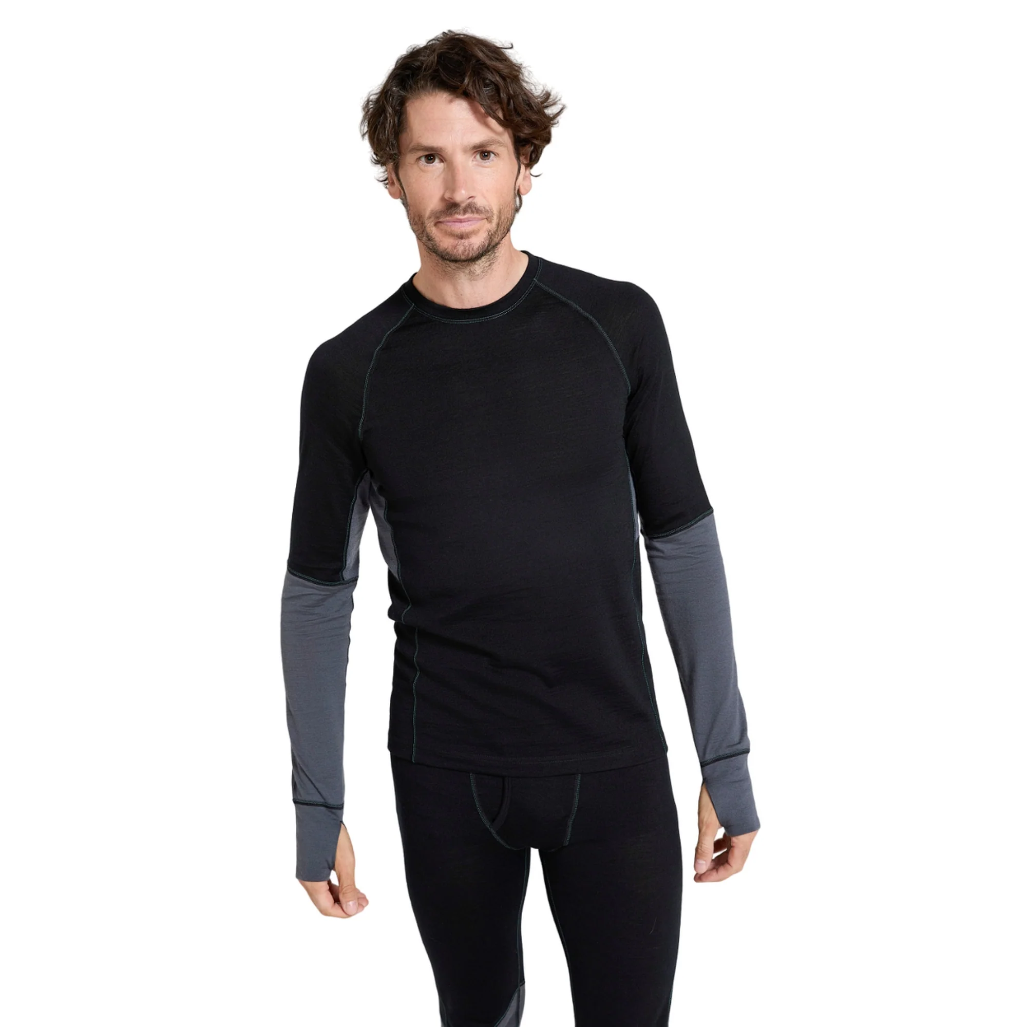 Mountain Warehouse Mens Ultra Merino Wool Round Neck Base Layer Top Black - Image 3